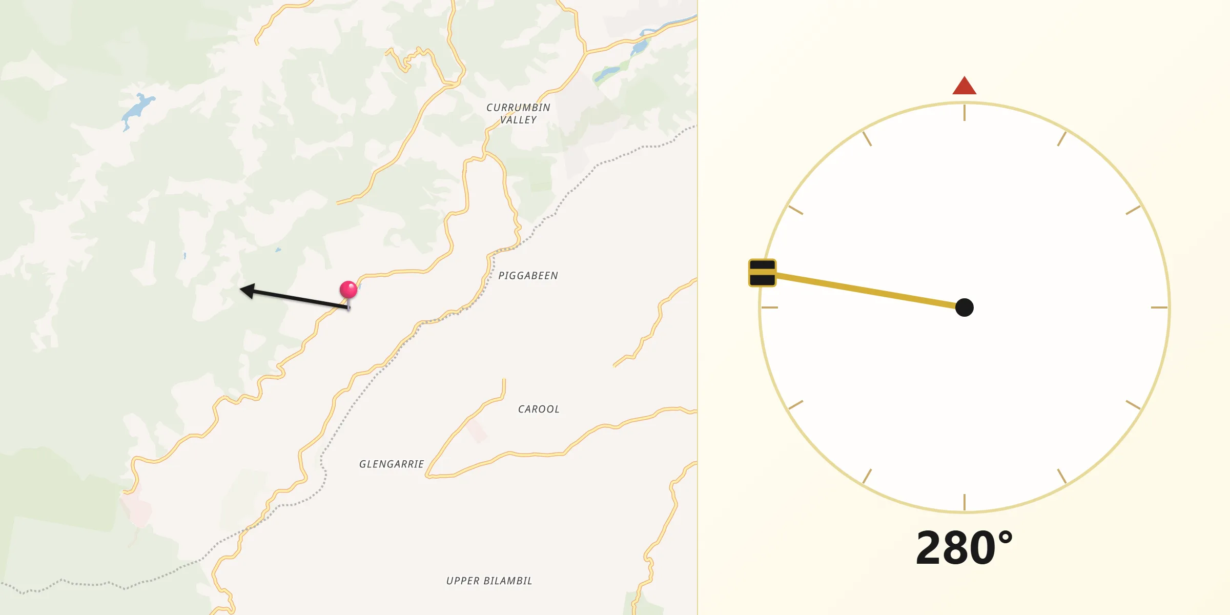Qibla Direction from Currumbin Valley