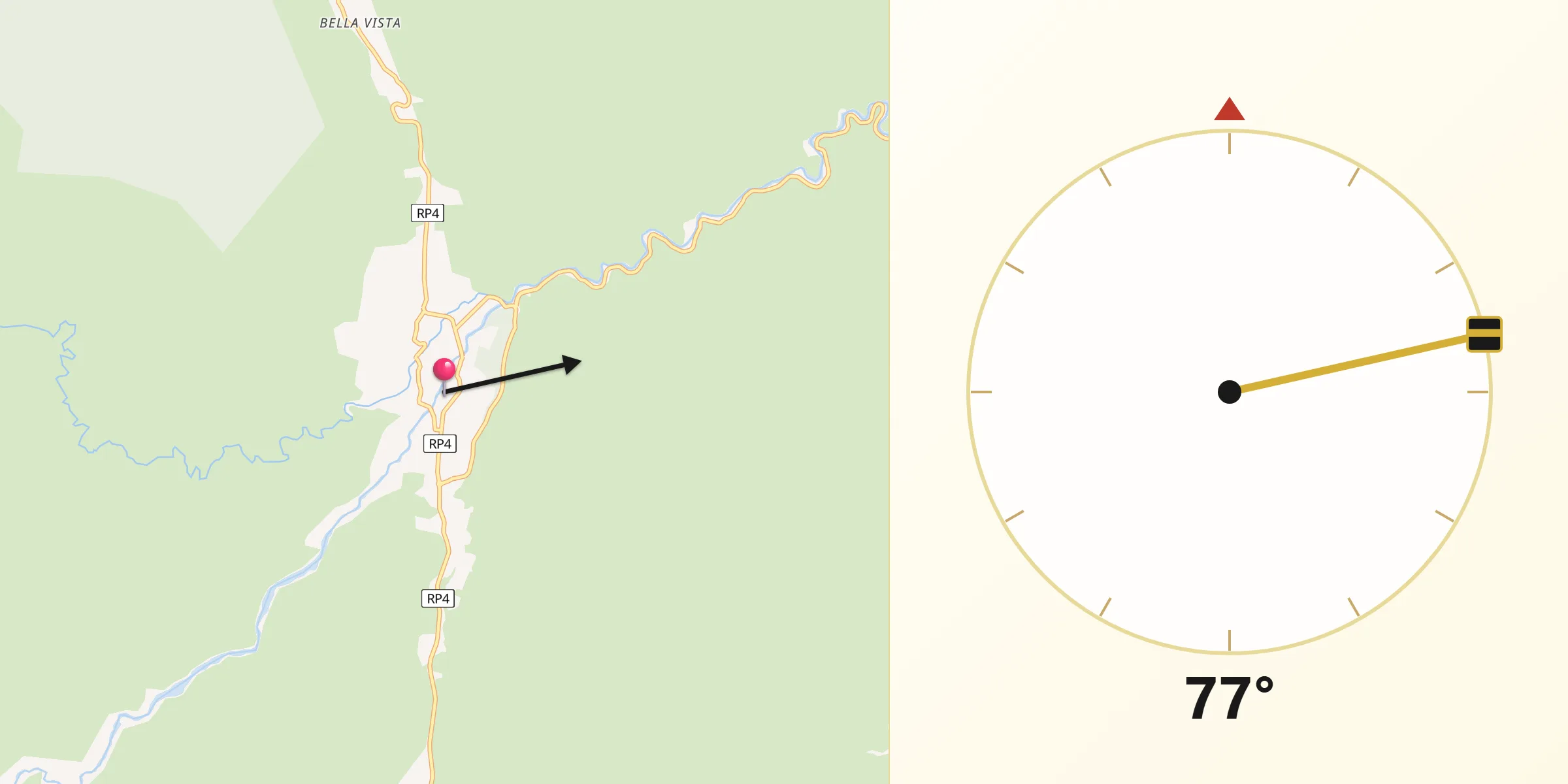 Dirección de la Qibla desde El Rodeo