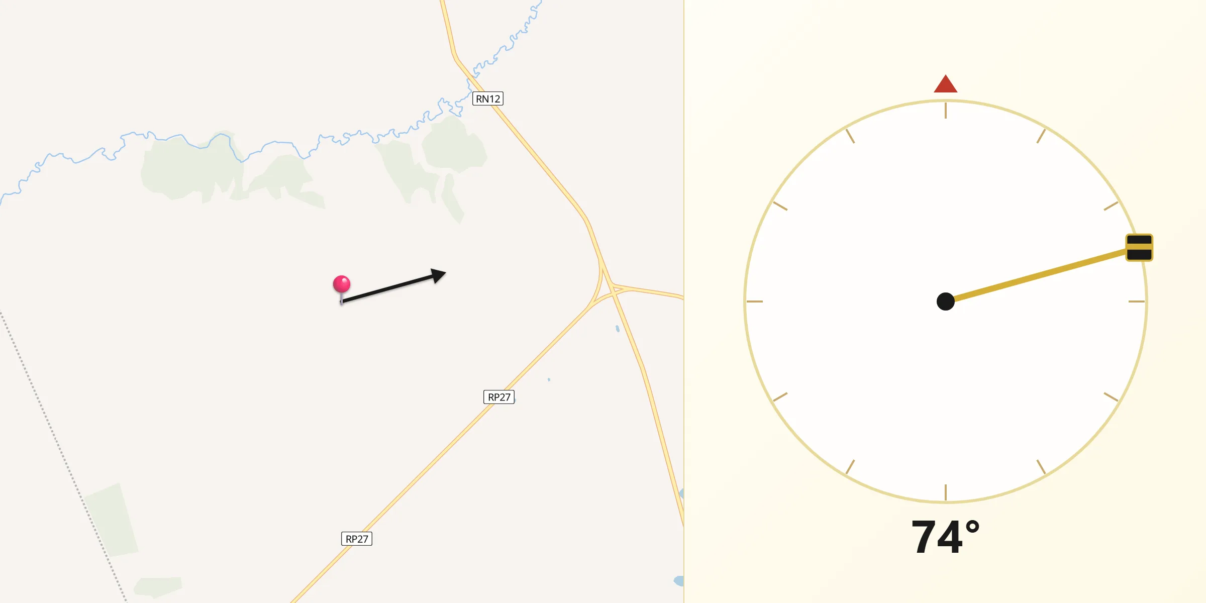 Dirección de la Qibla desde Departamento de Saladas