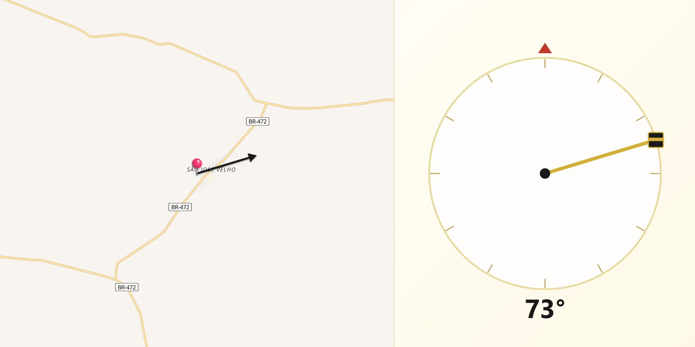 Direção da Qibla a partir de Garruchos