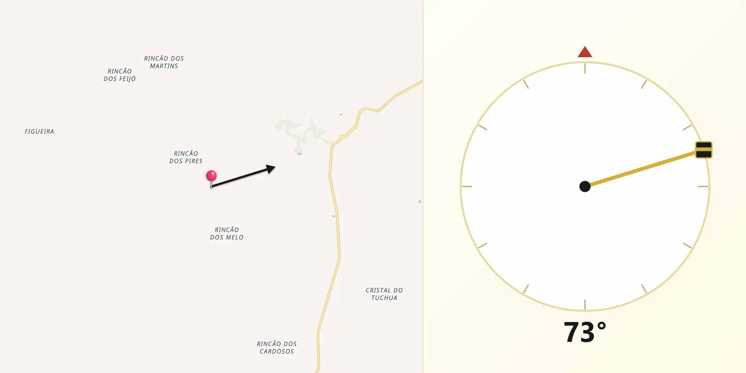 Direção da Qibla a partir de Rolador