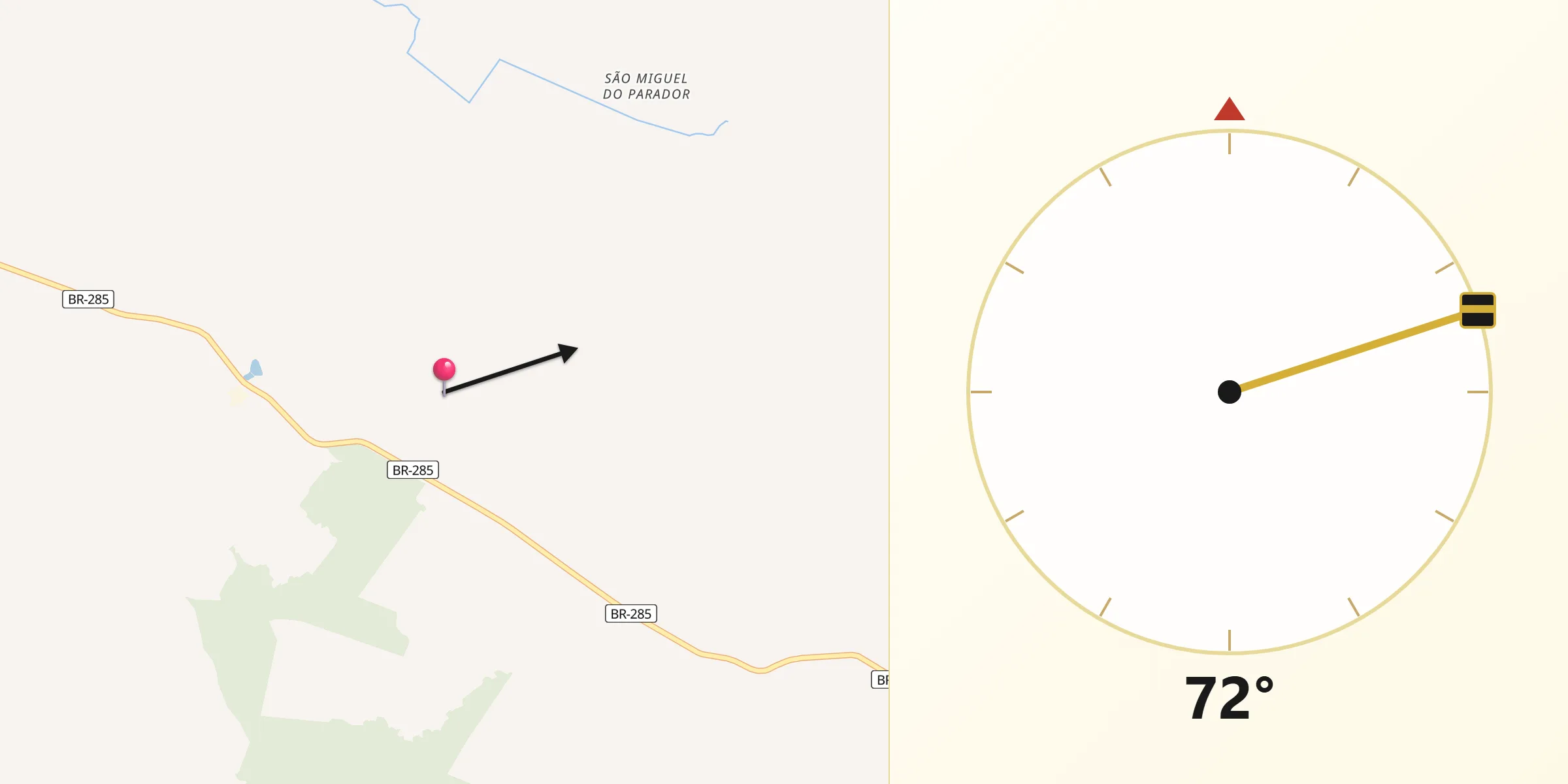 Direção da Qibla a partir de Mato Castelhano