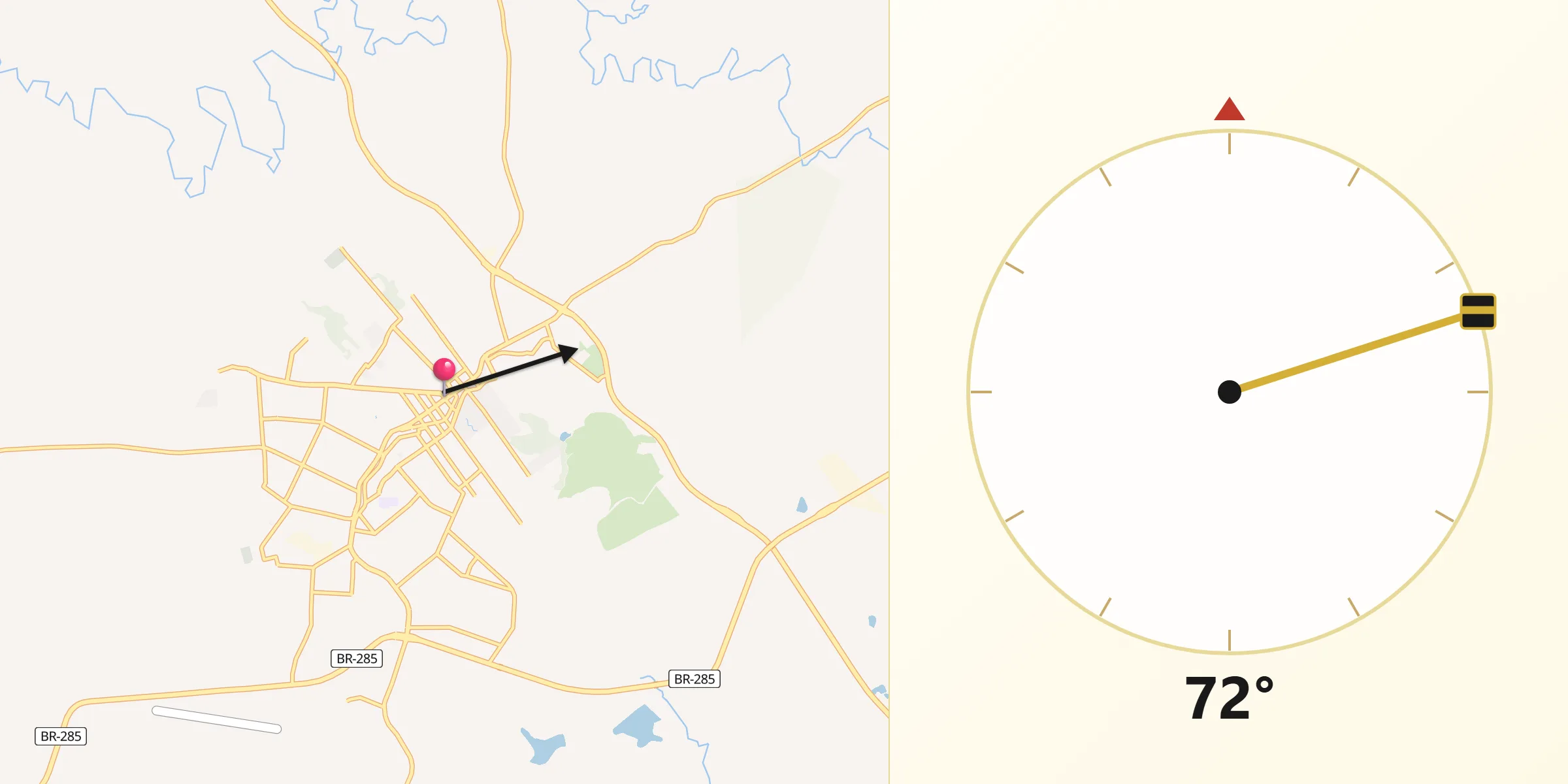 Direção da Qibla a partir de Carazinho