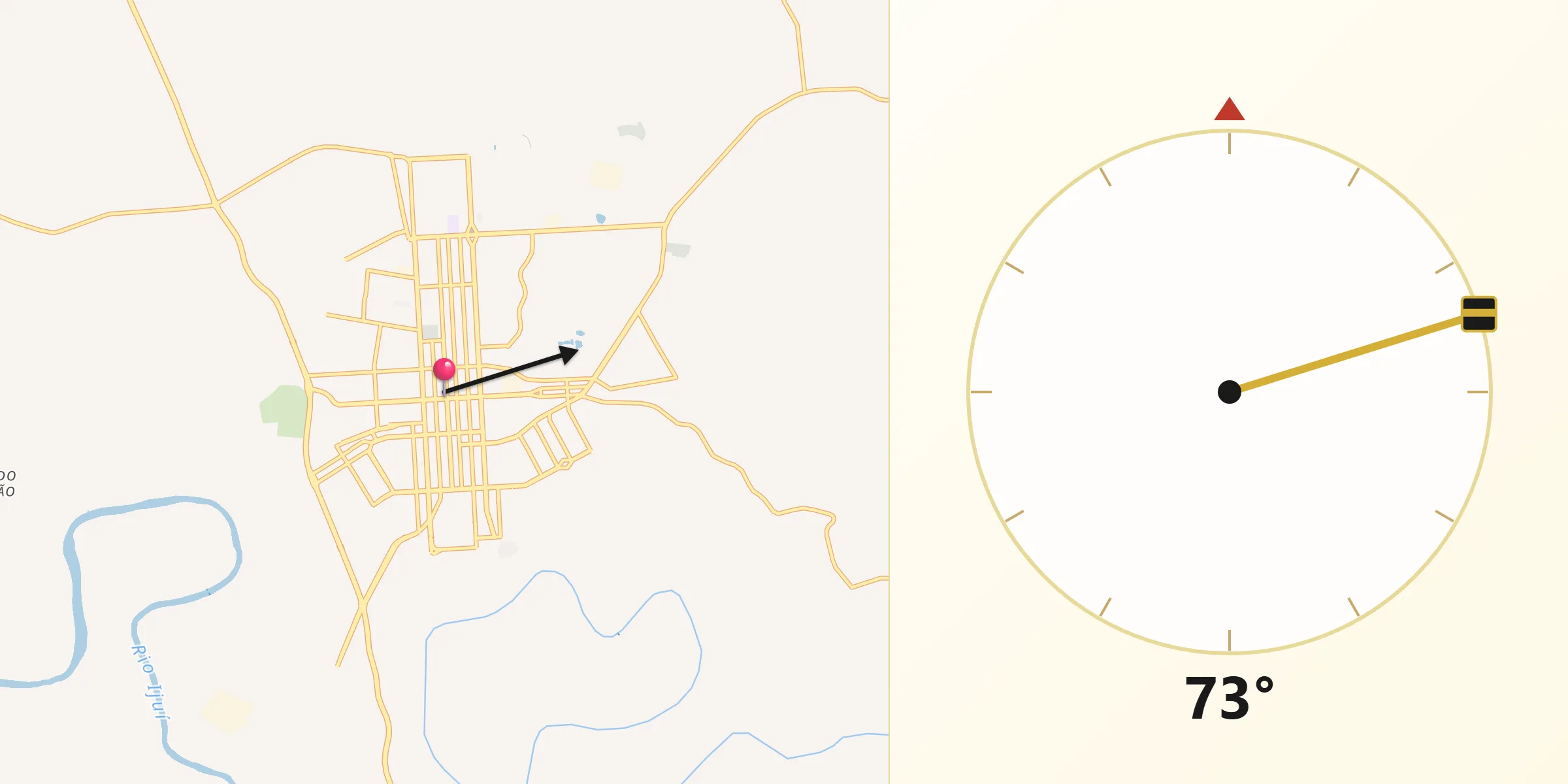 Direção da Qibla a partir de Santo Ângelo