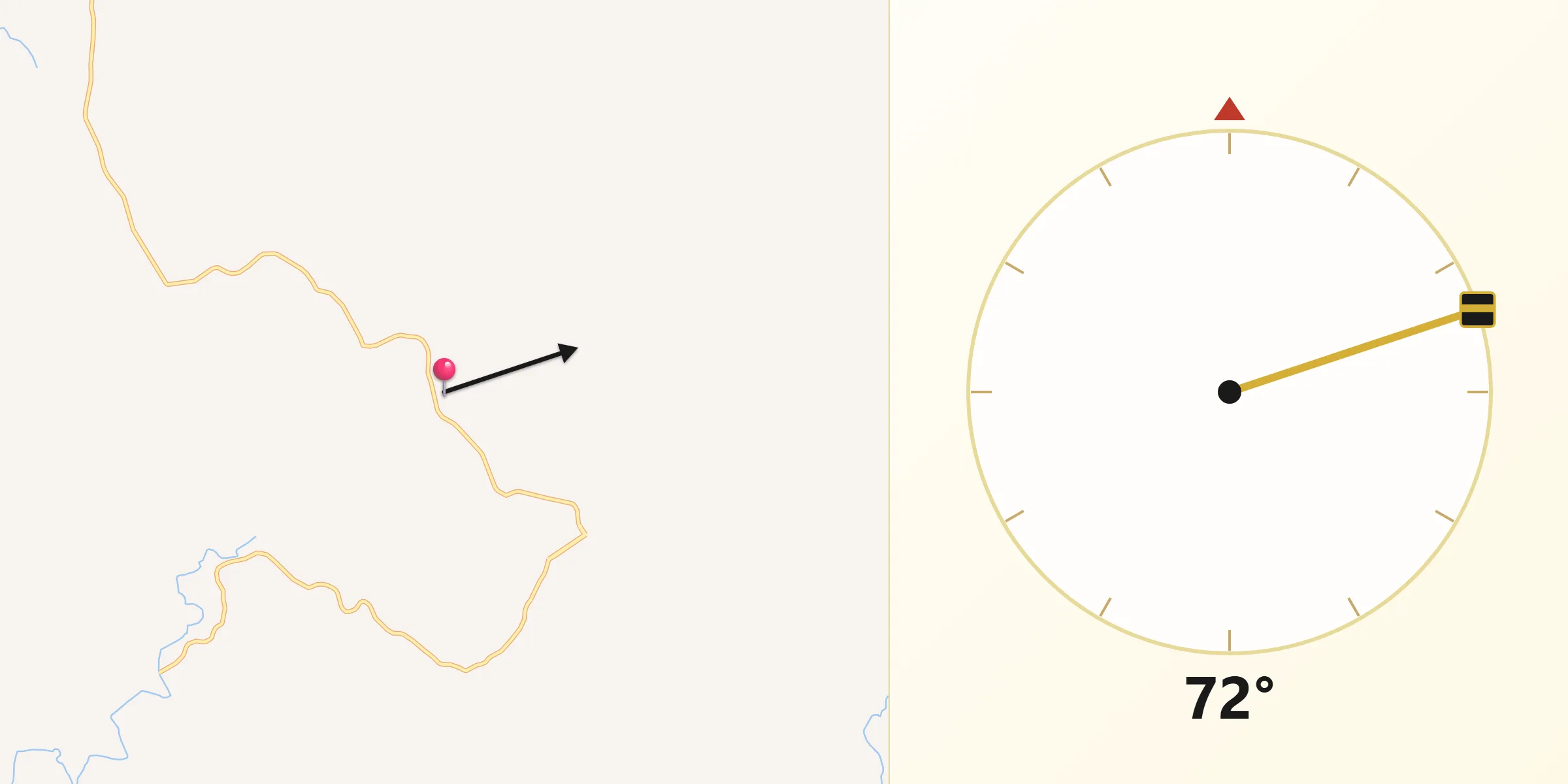 Direção da Qibla a partir de Muliterno