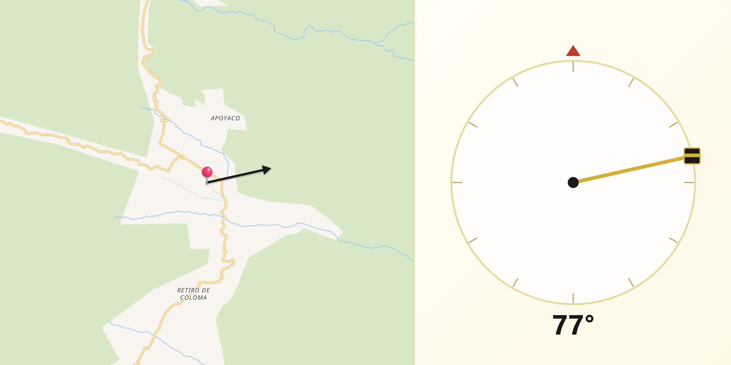 Dirección de la Qibla desde Mutquín