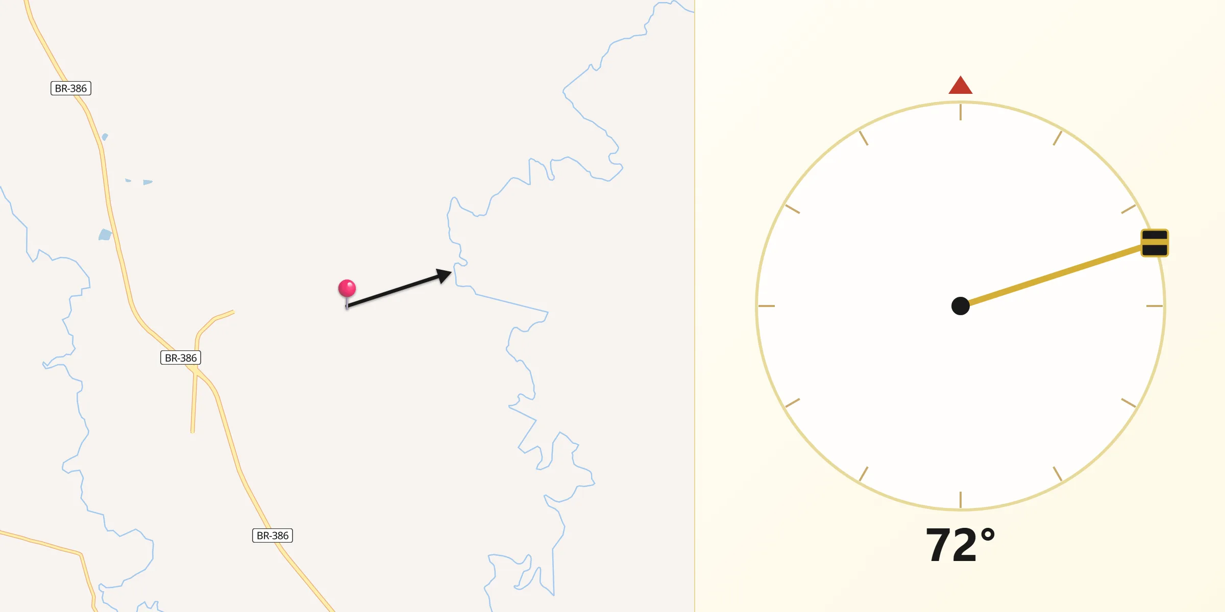 Direção da Qibla a partir de Santo Antônio do Planalto