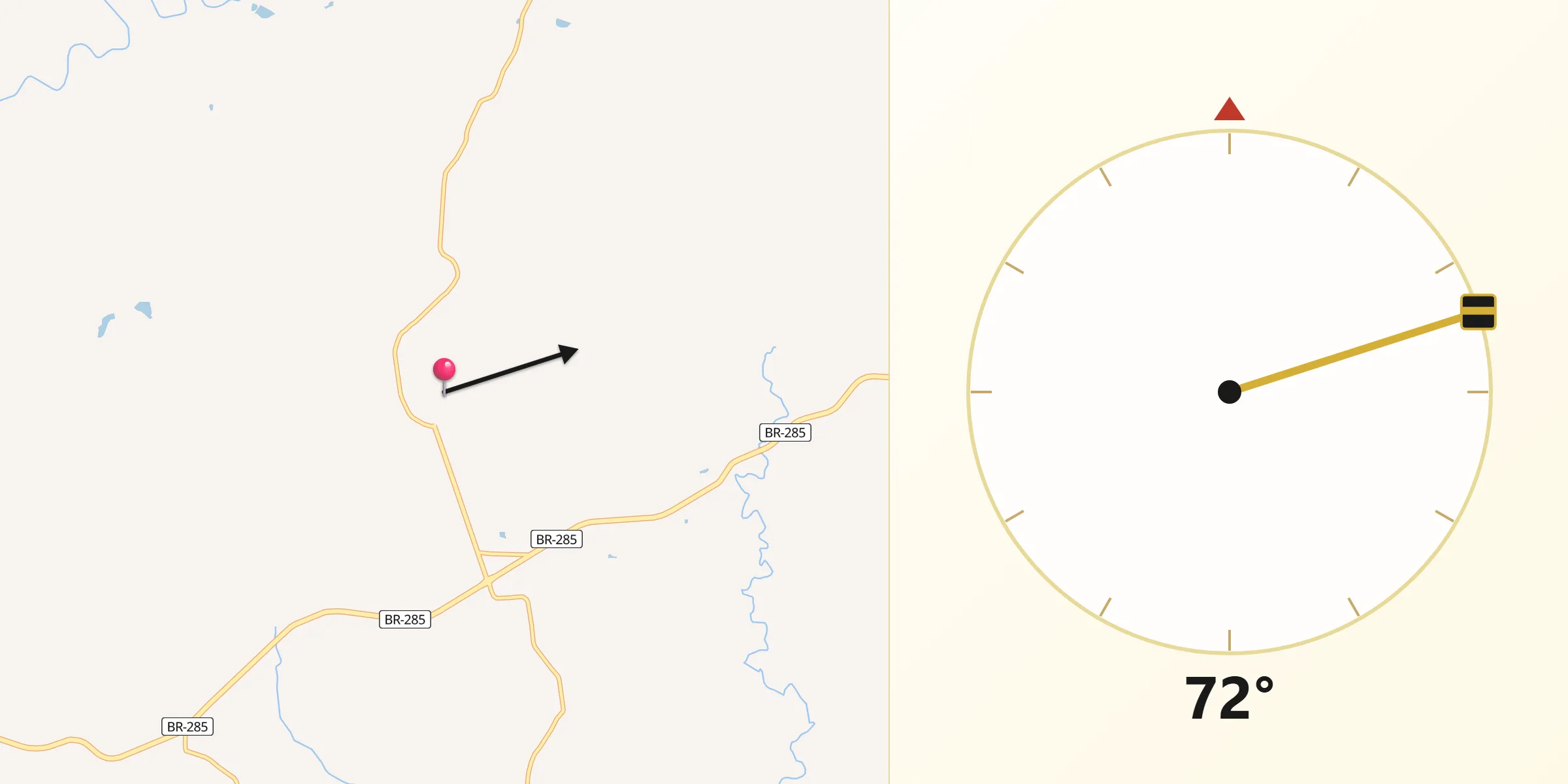 Direção da Qibla a partir de Saldanha Marinho