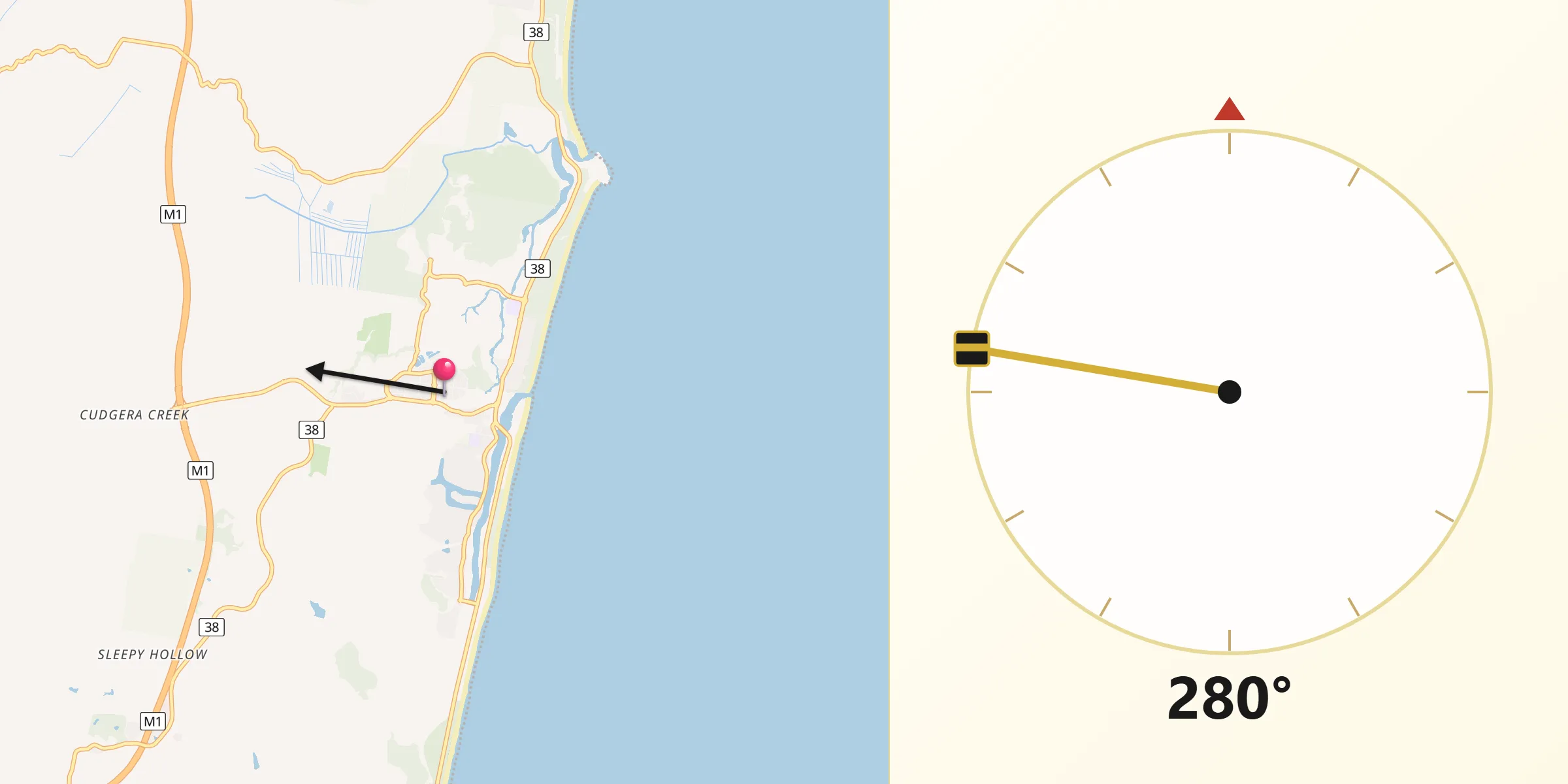 Qibla Direction from Pottsville