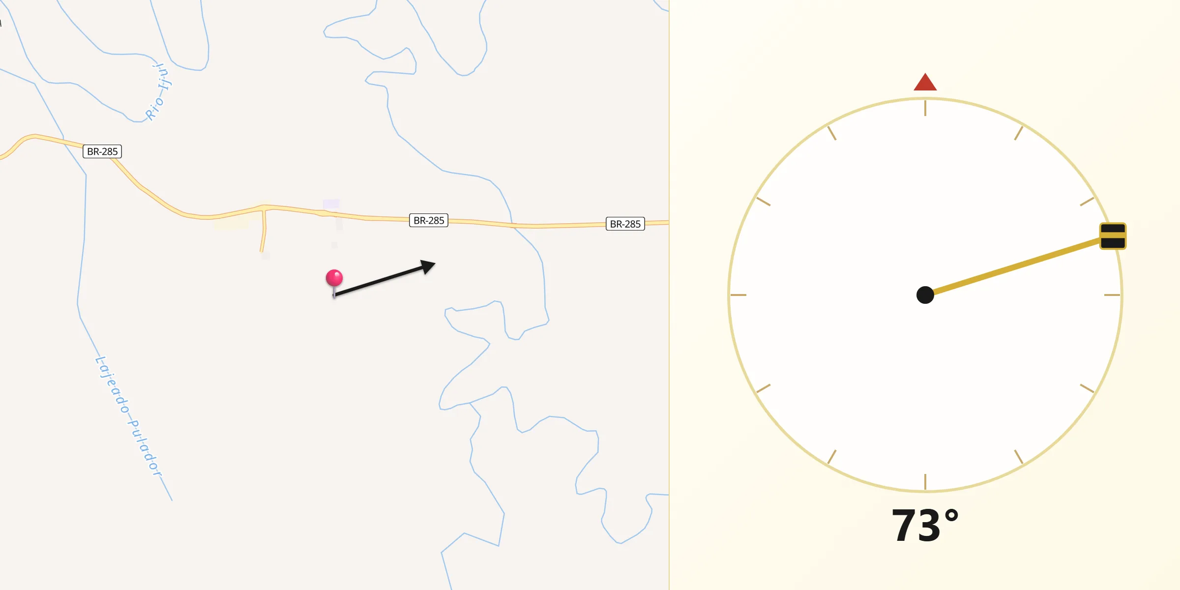Direção da Qibla a partir de Coronel Barros