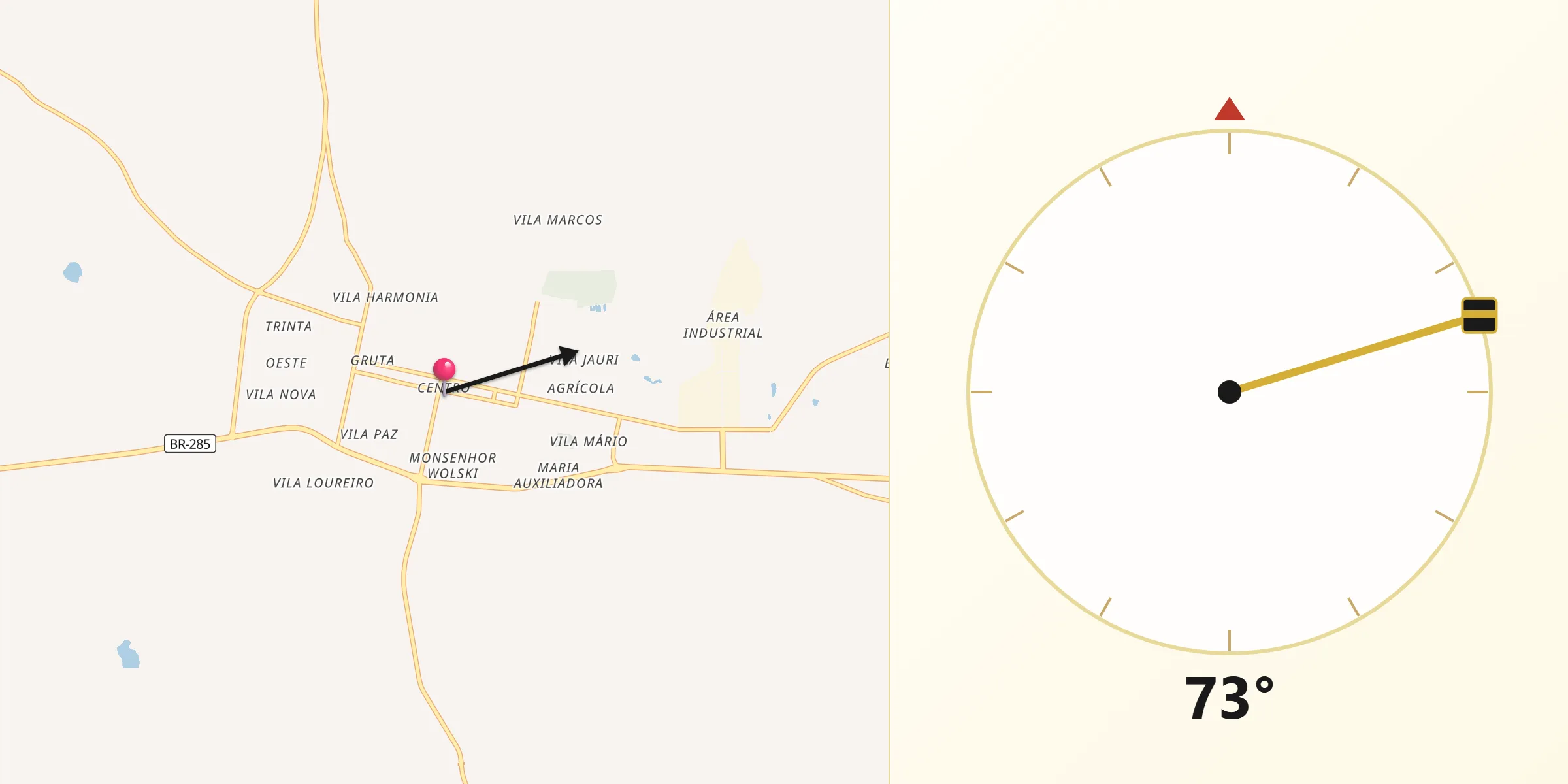 Direção da Qibla a partir de São Luiz Gonzaga