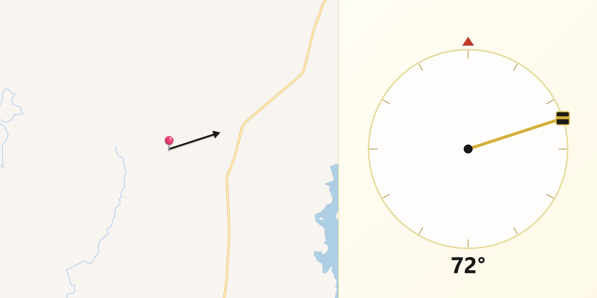 Direção da Qibla a partir de Ernestina