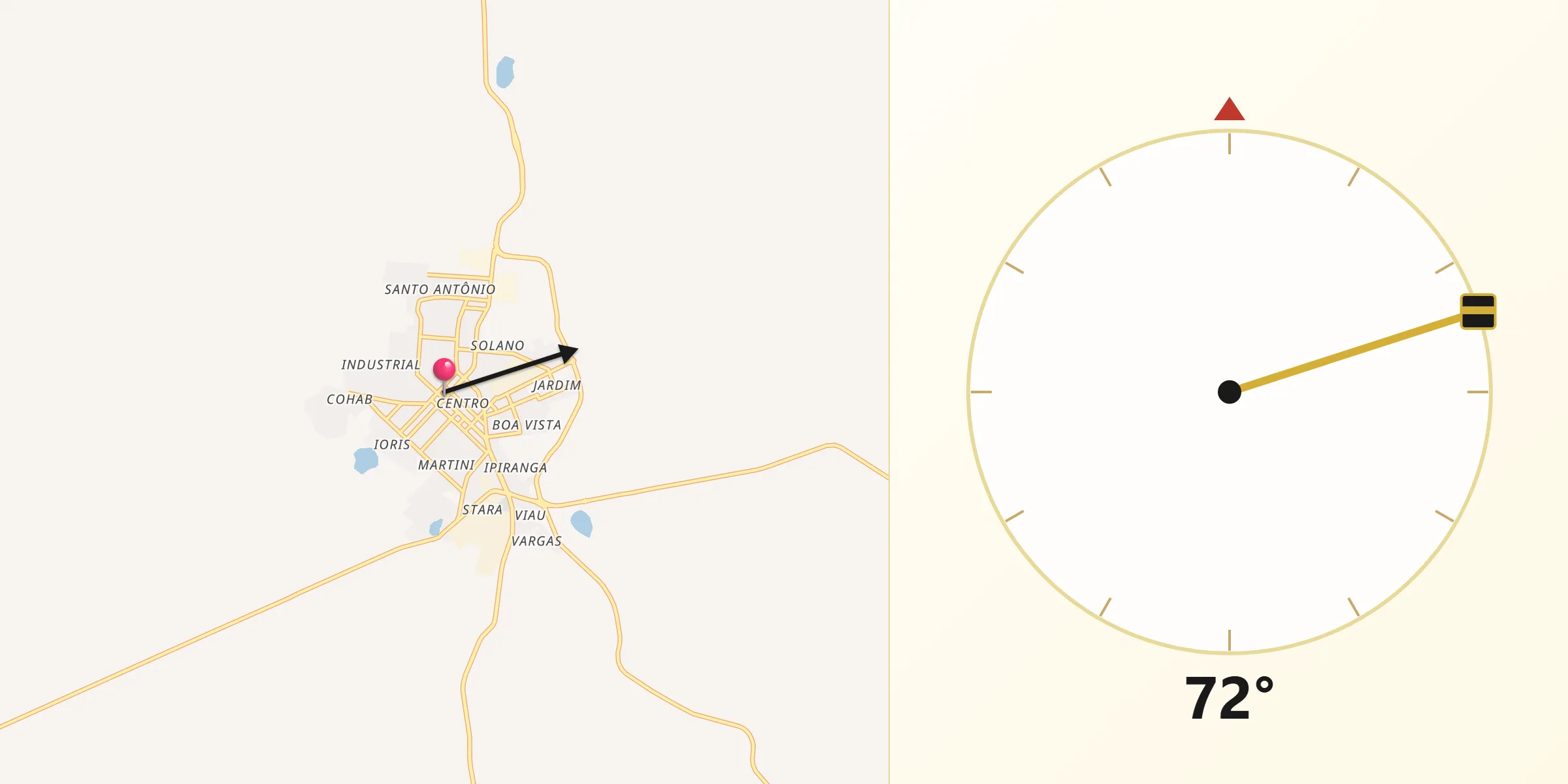 Direção da Qibla a partir de Não Me Toque