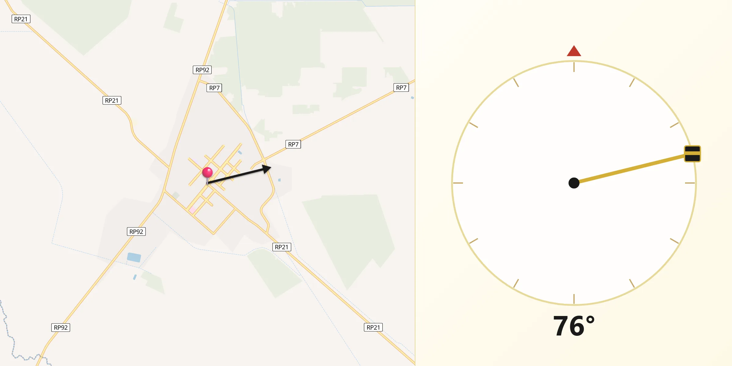 Dirección de la Qibla desde Añatuya