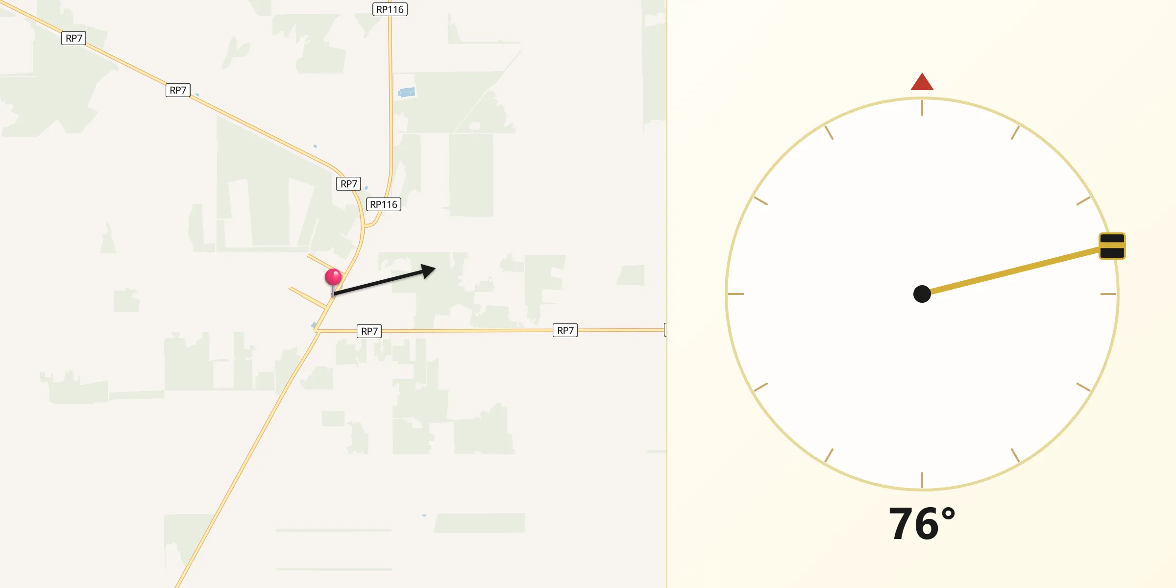 Dirección de la Qibla desde Los Juríes