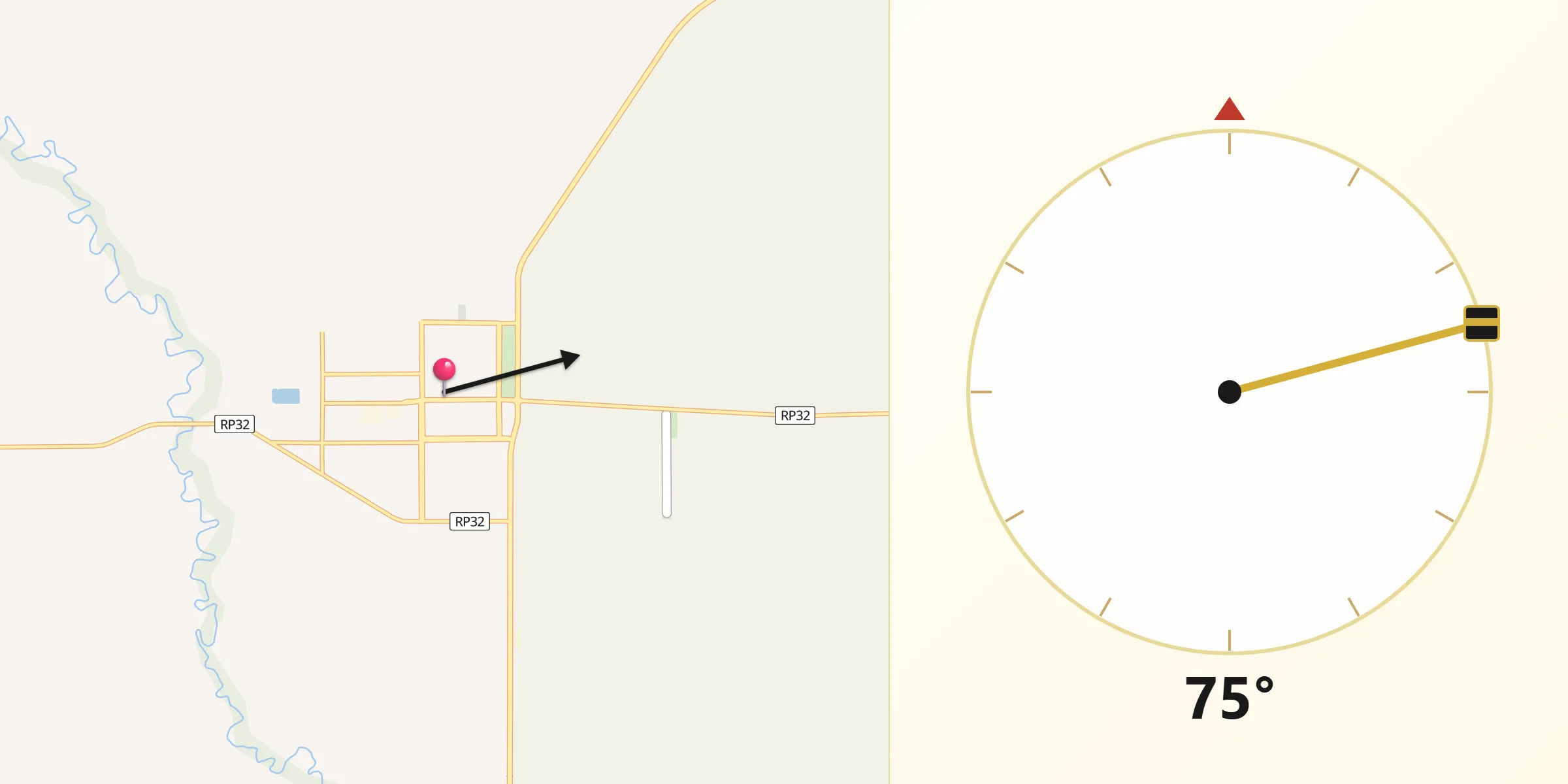 Dirección de la Qibla desde Villa Ocampo