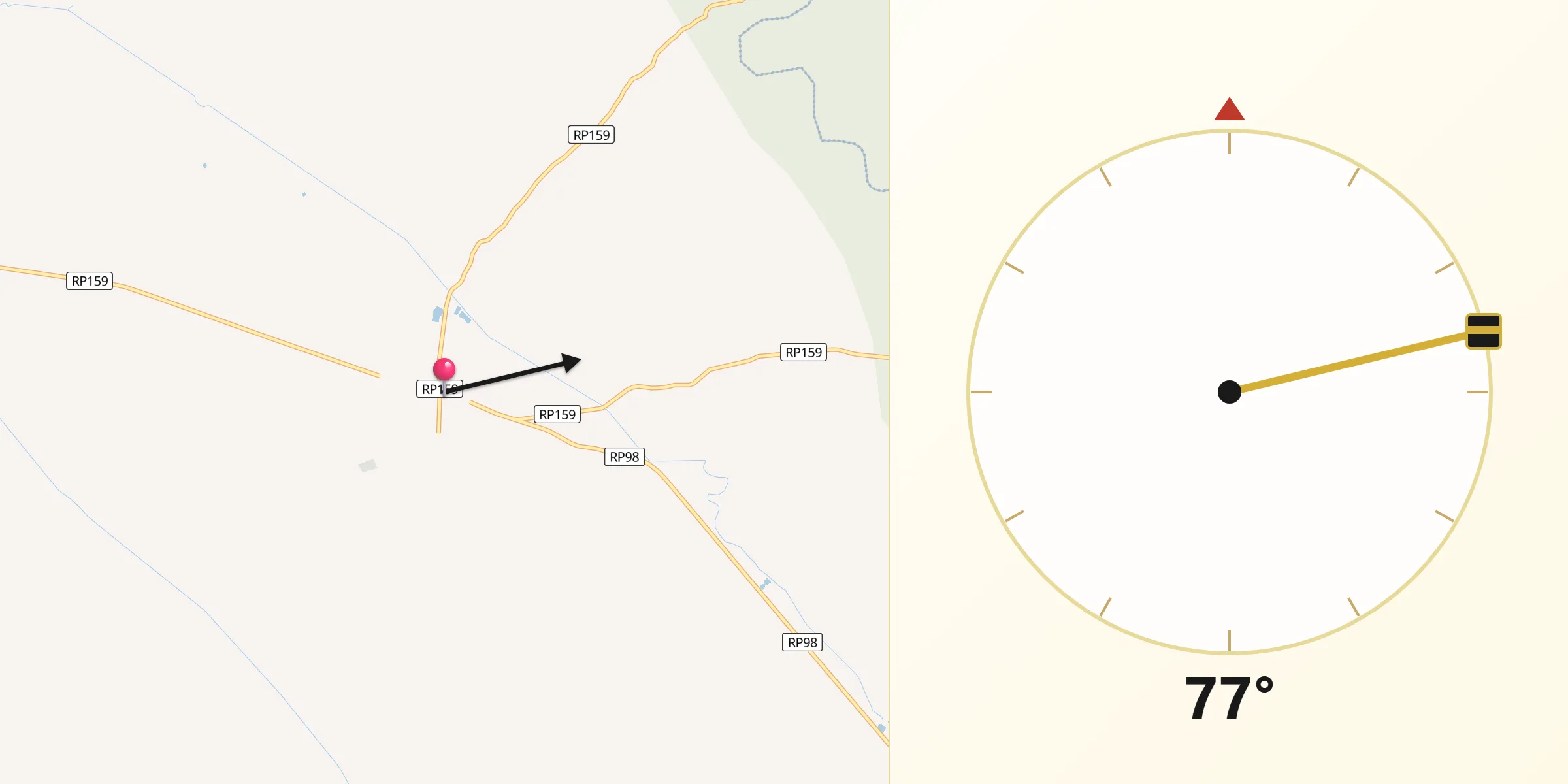 Dirección de la Qibla desde Villa Atamisqui