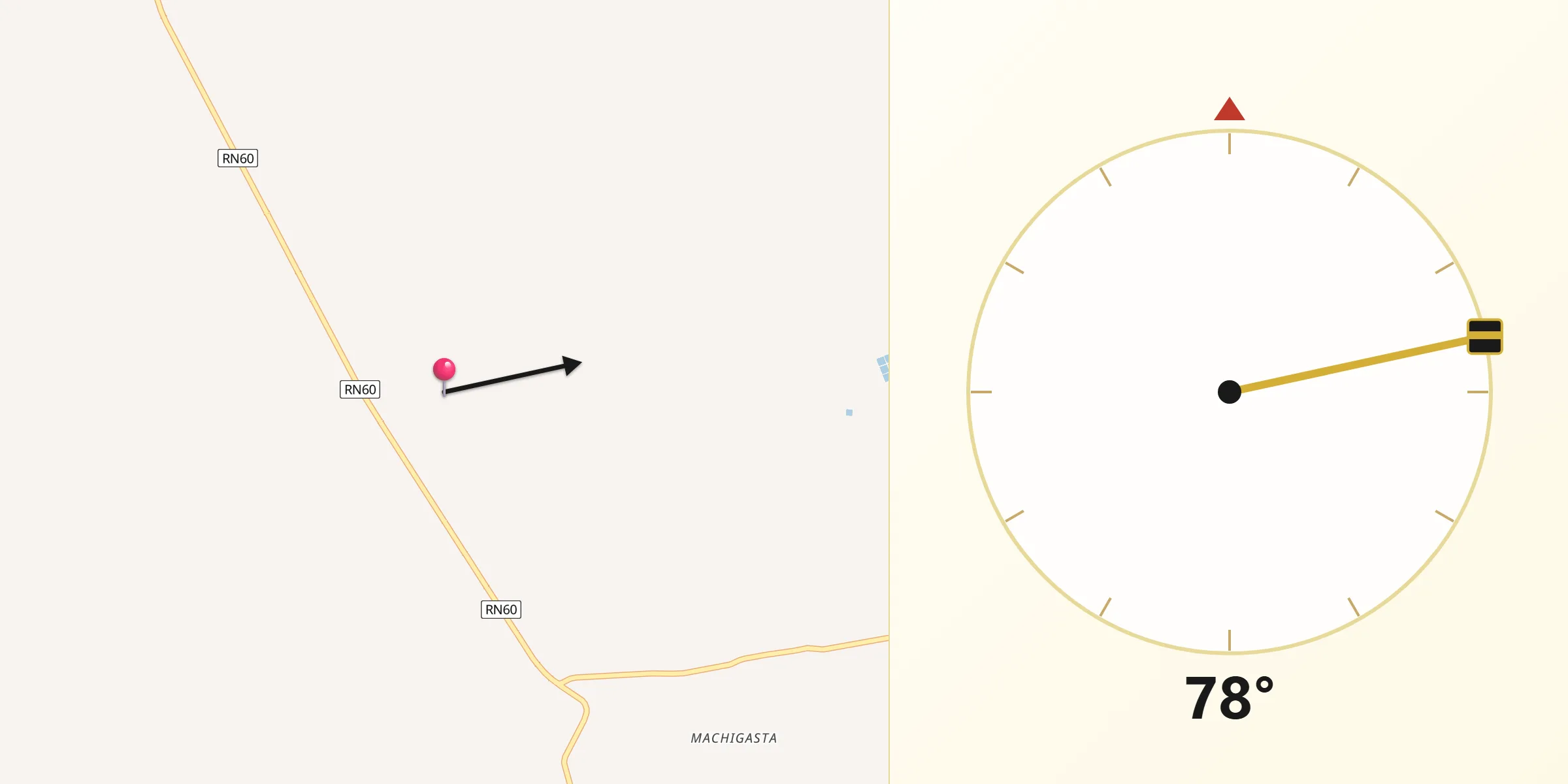 Dirección de la Qibla desde Departamento de Arauco