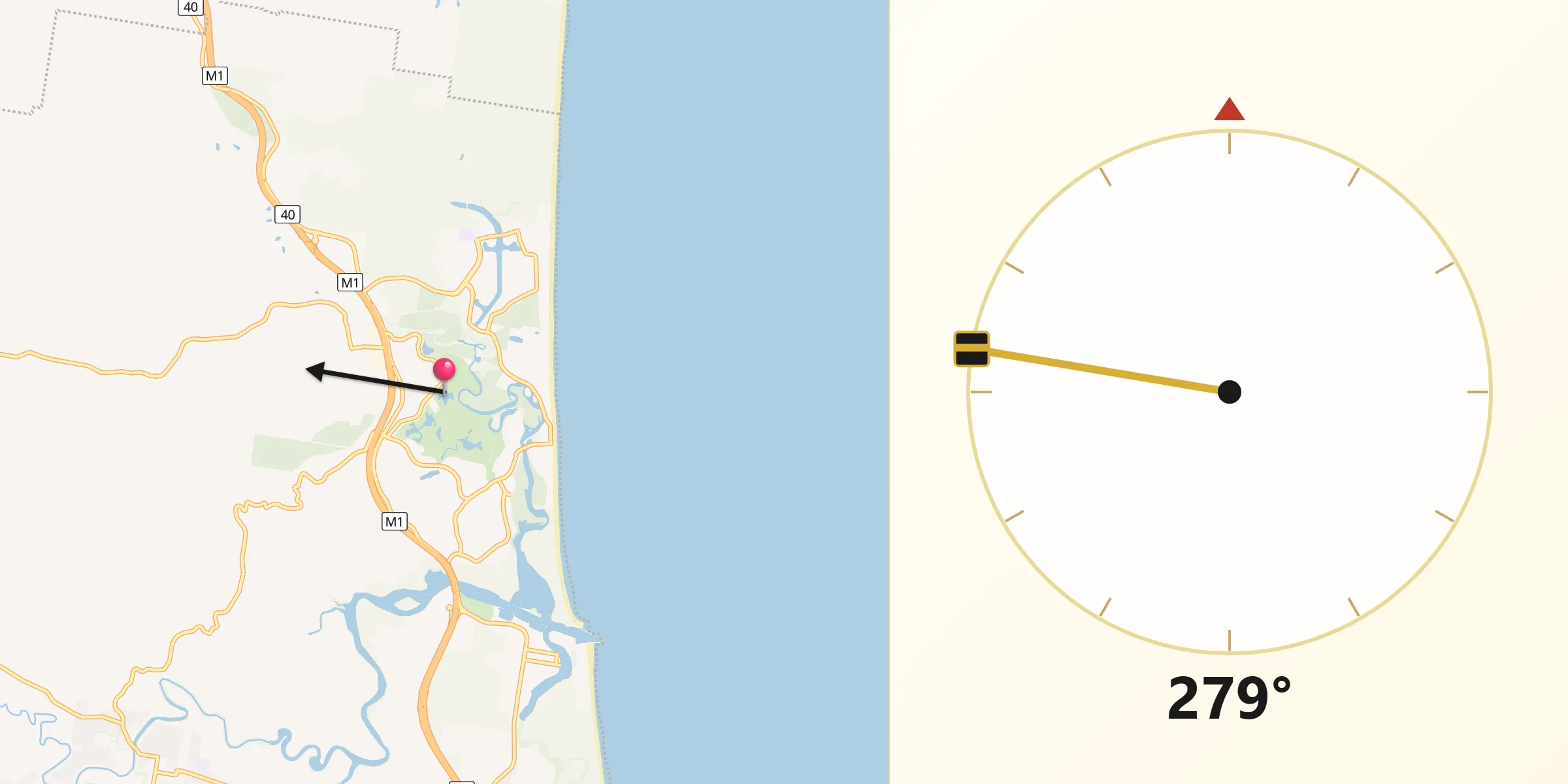 Qibla Direction from Ocean Shores