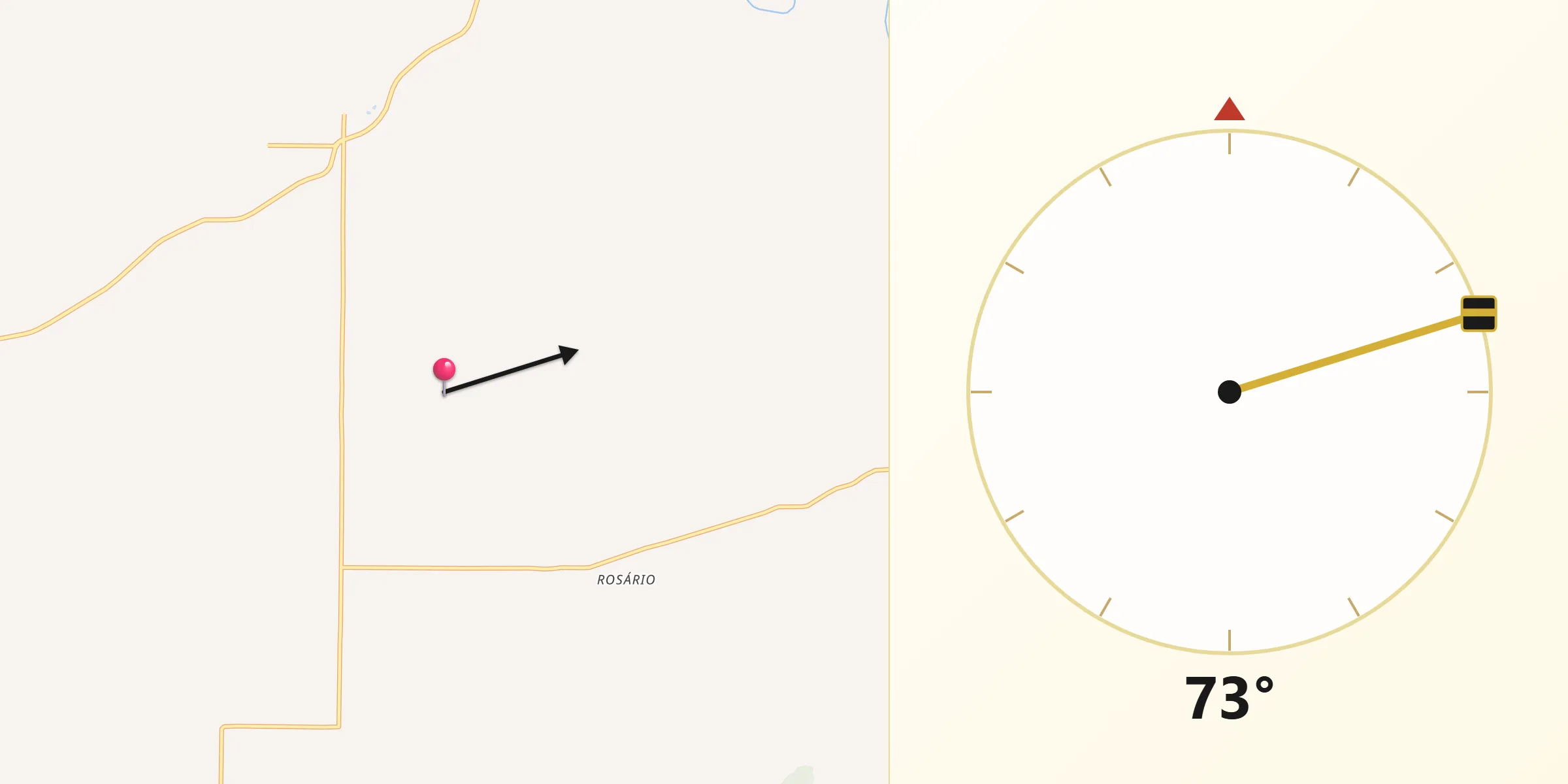 Direção da Qibla a partir de Augusto Pestana