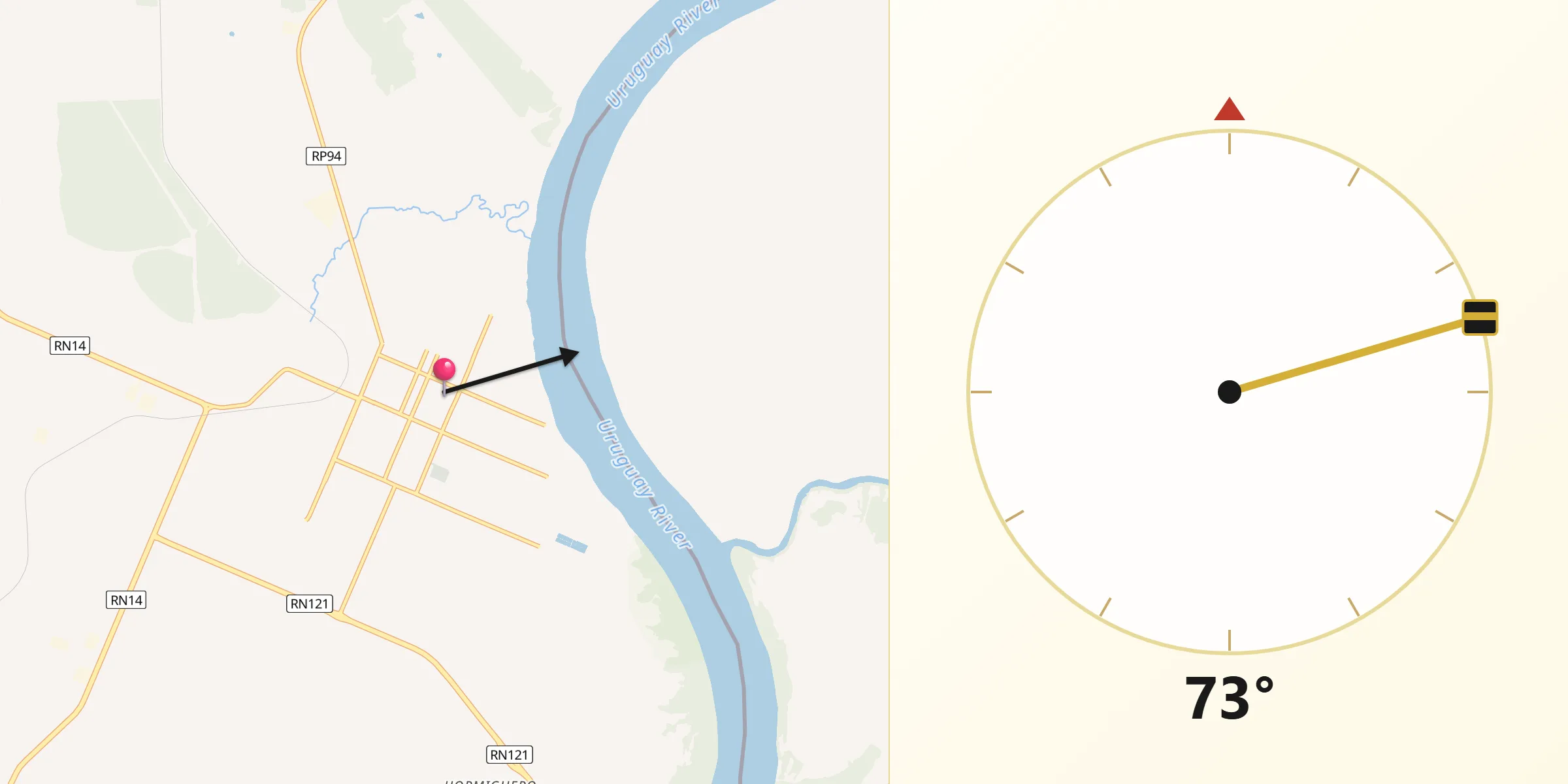 Dirección de la Qibla desde Santo Tomé