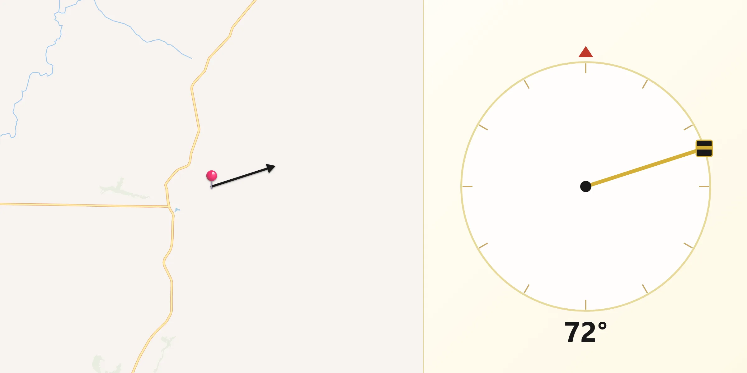 Direção da Qibla a partir de Lagoa dos Três Cantos