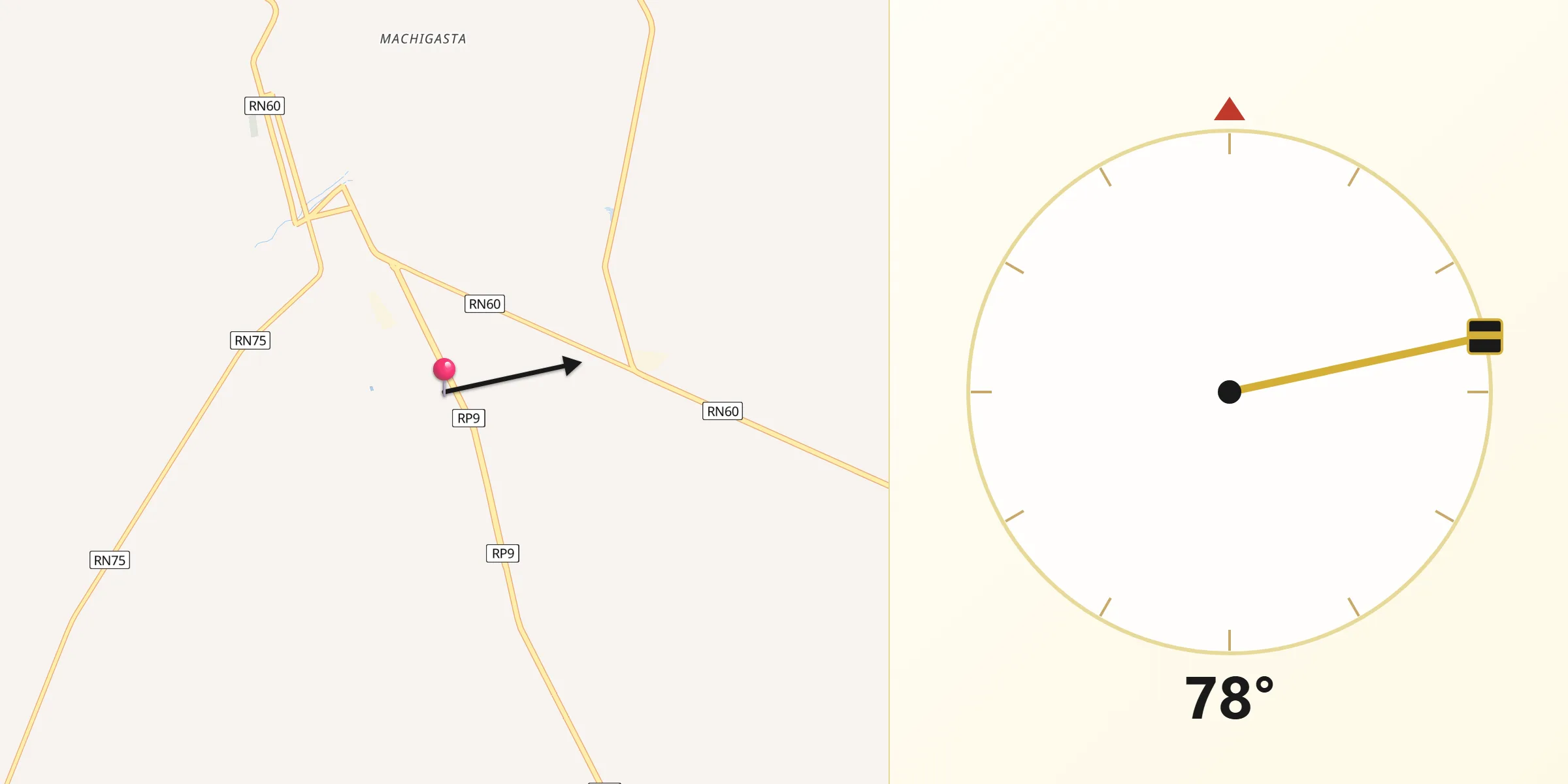 Dirección de la Qibla desde Arauco
