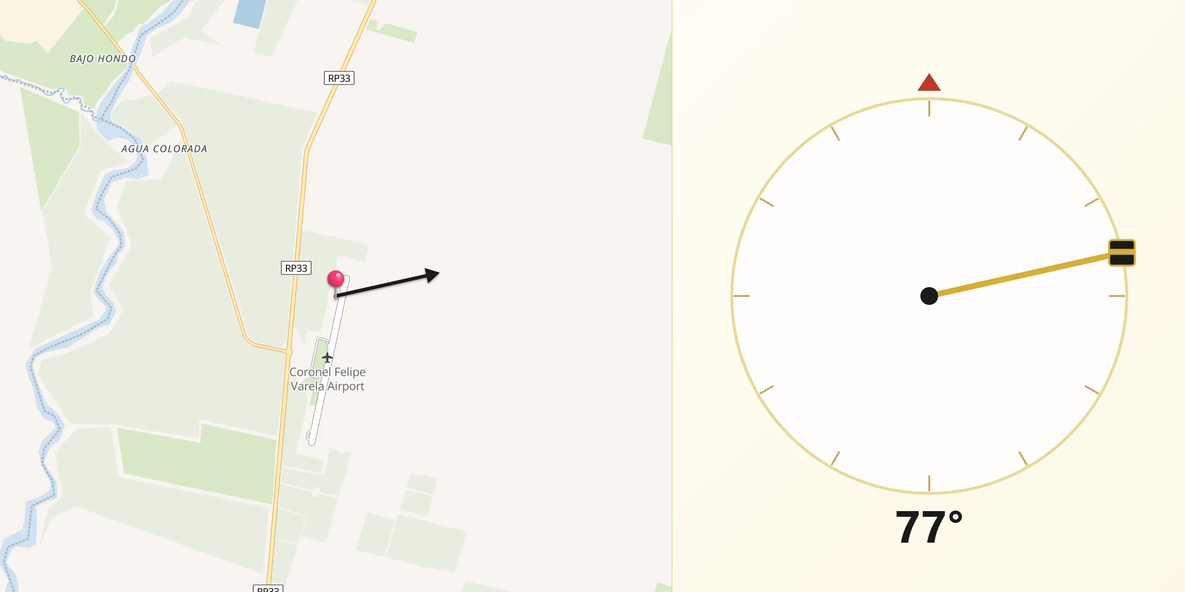 Dirección de la Qibla desde Departamento de Valle Viejo