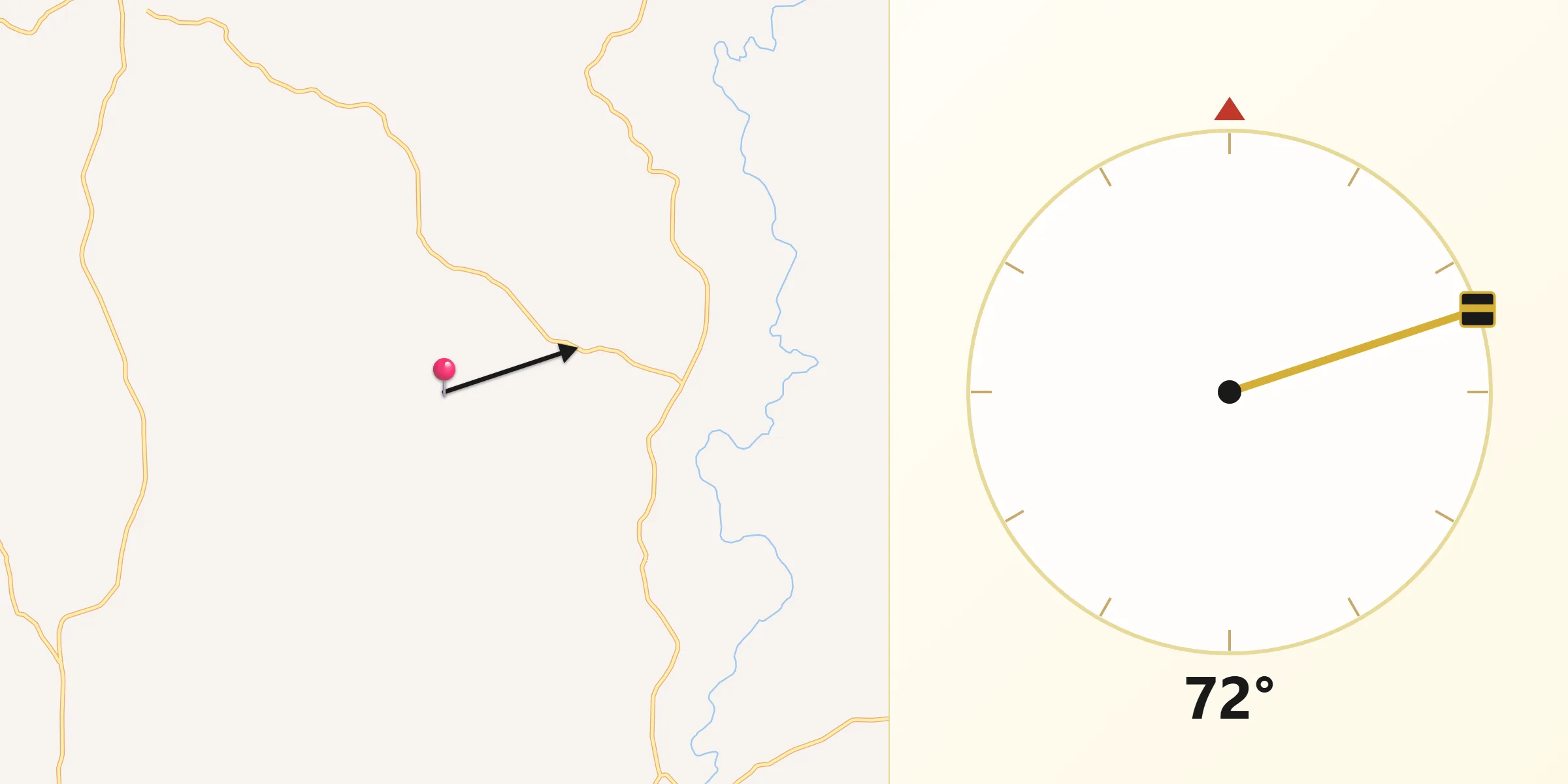 Direção da Qibla a partir de Guabiju
