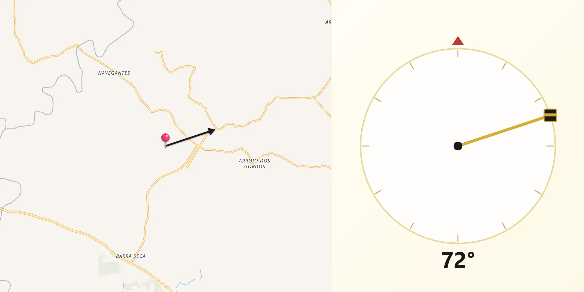 Direção da Qibla a partir de Paraí
