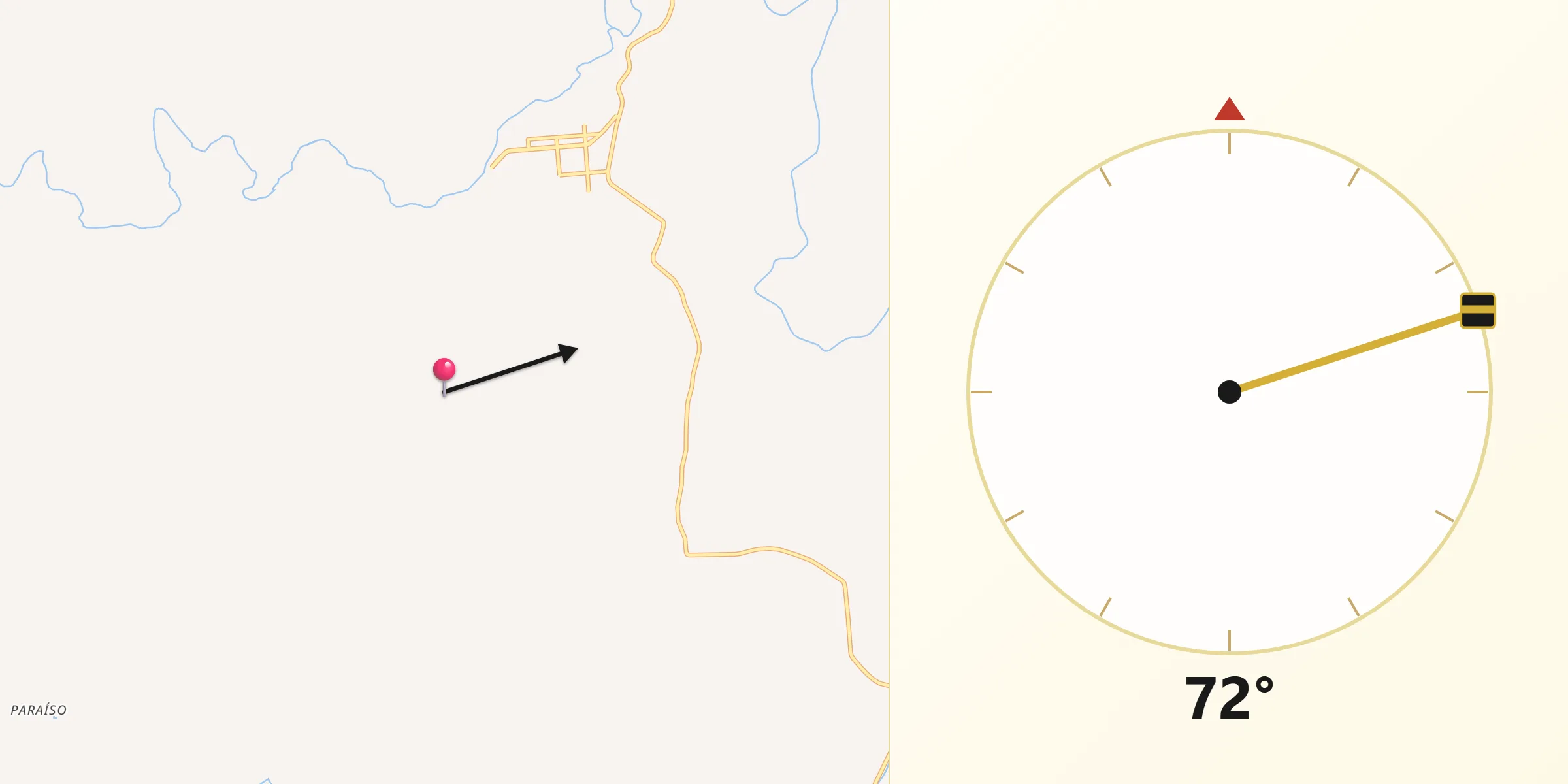 Direção da Qibla a partir de Camargo