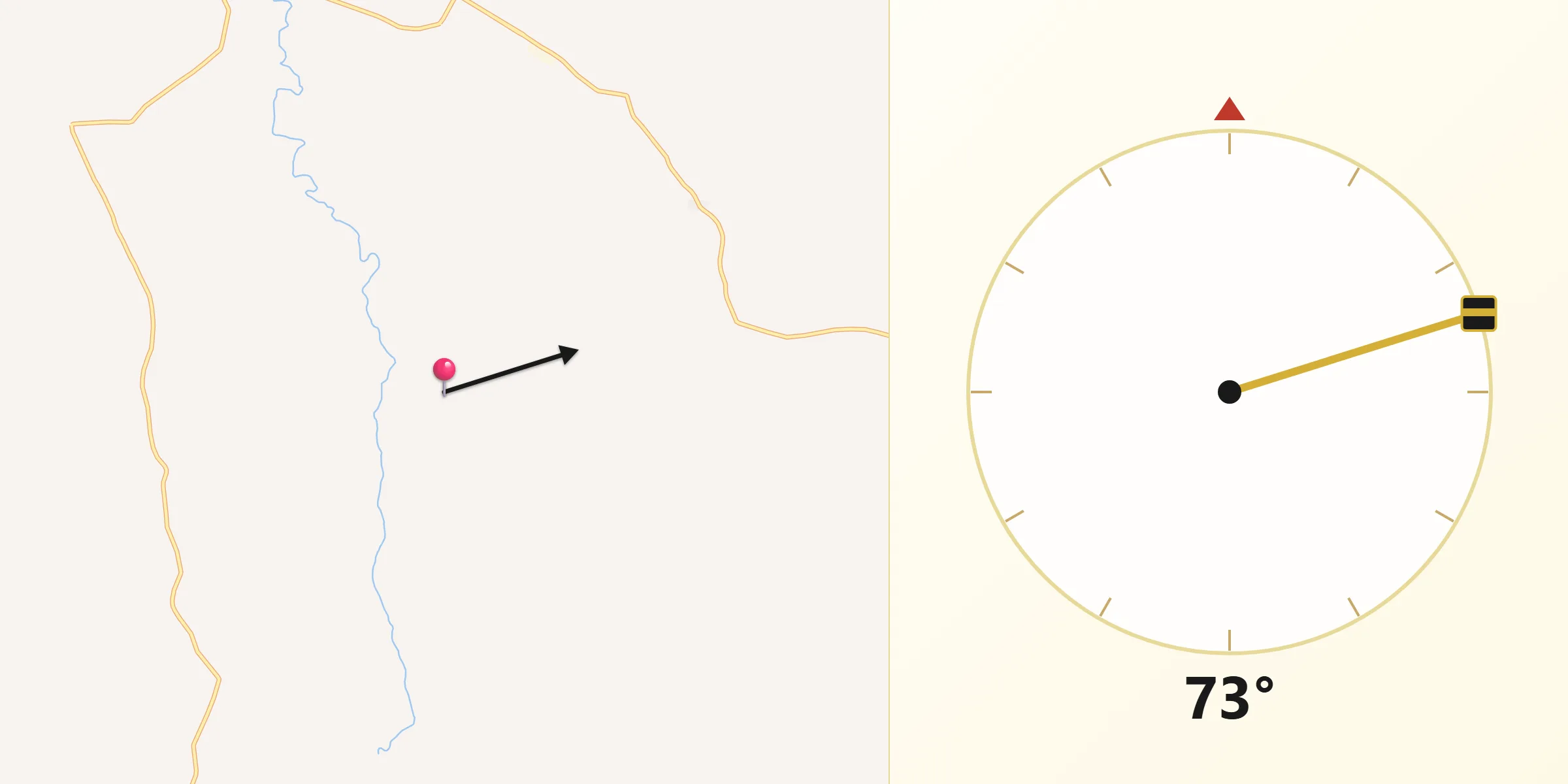 Direção da Qibla a partir de Boa Vista do Cadeado