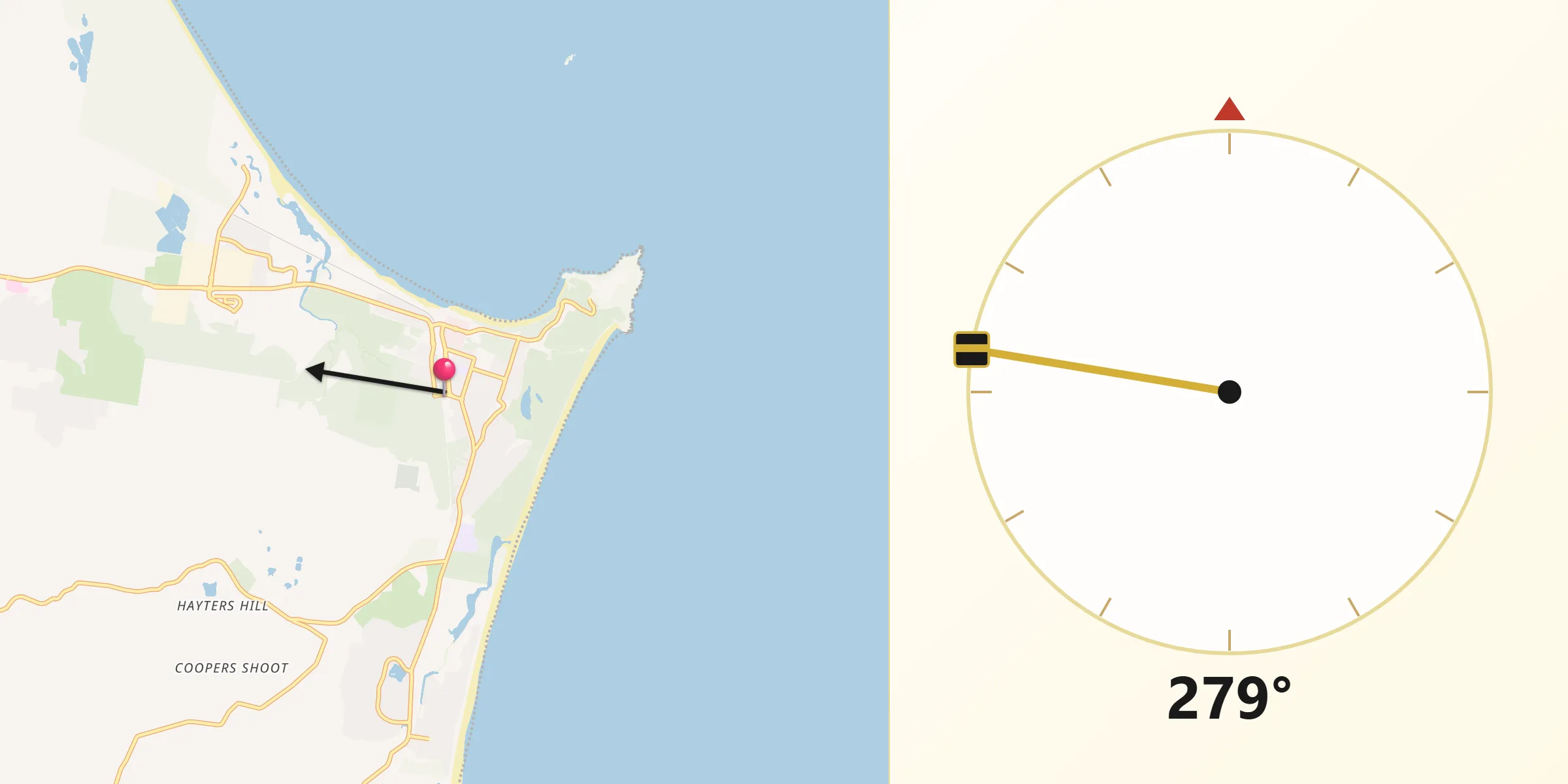 Qibla Direction from Byron Bay