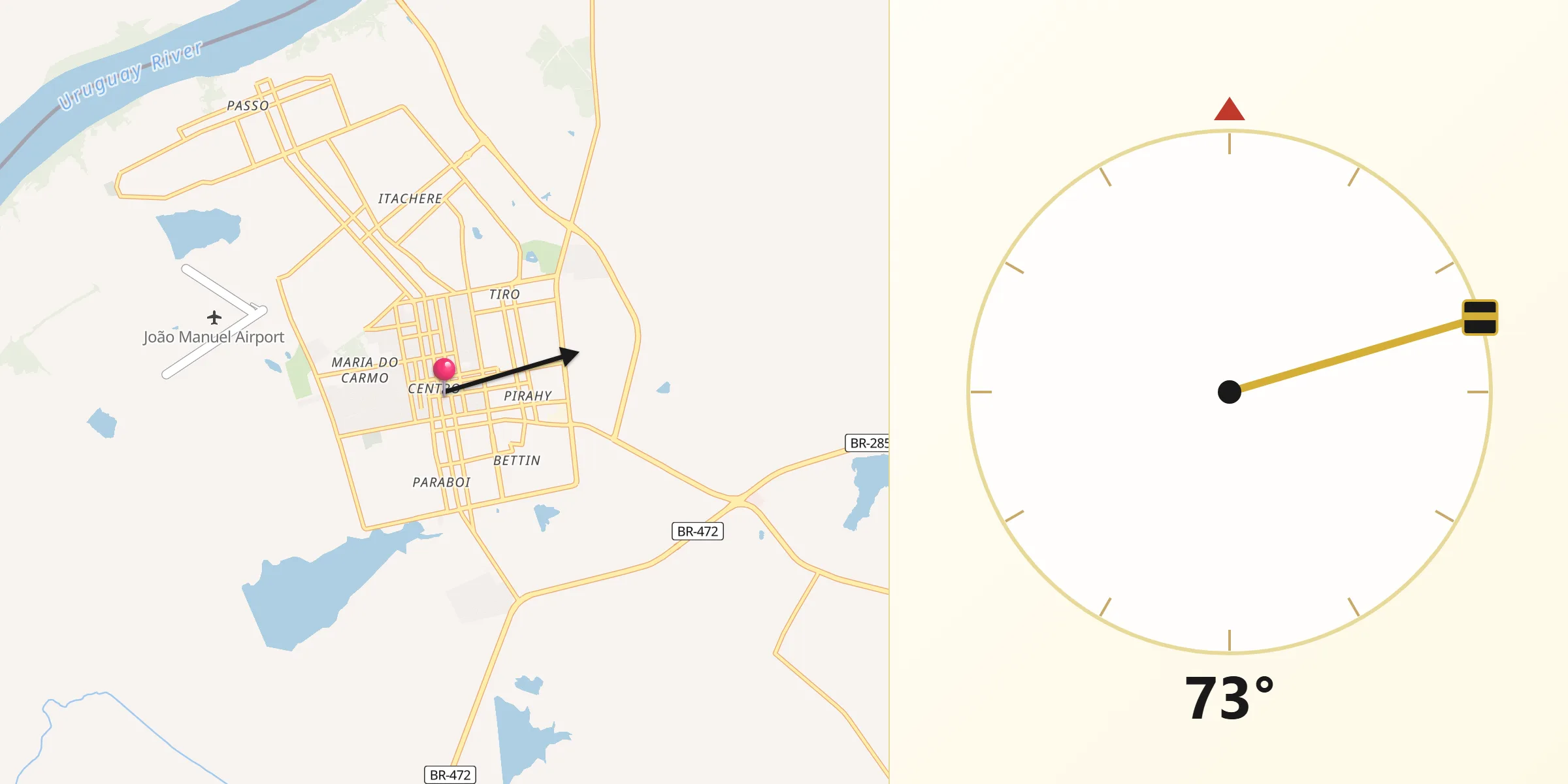 Direção da Qibla a partir de São Borja