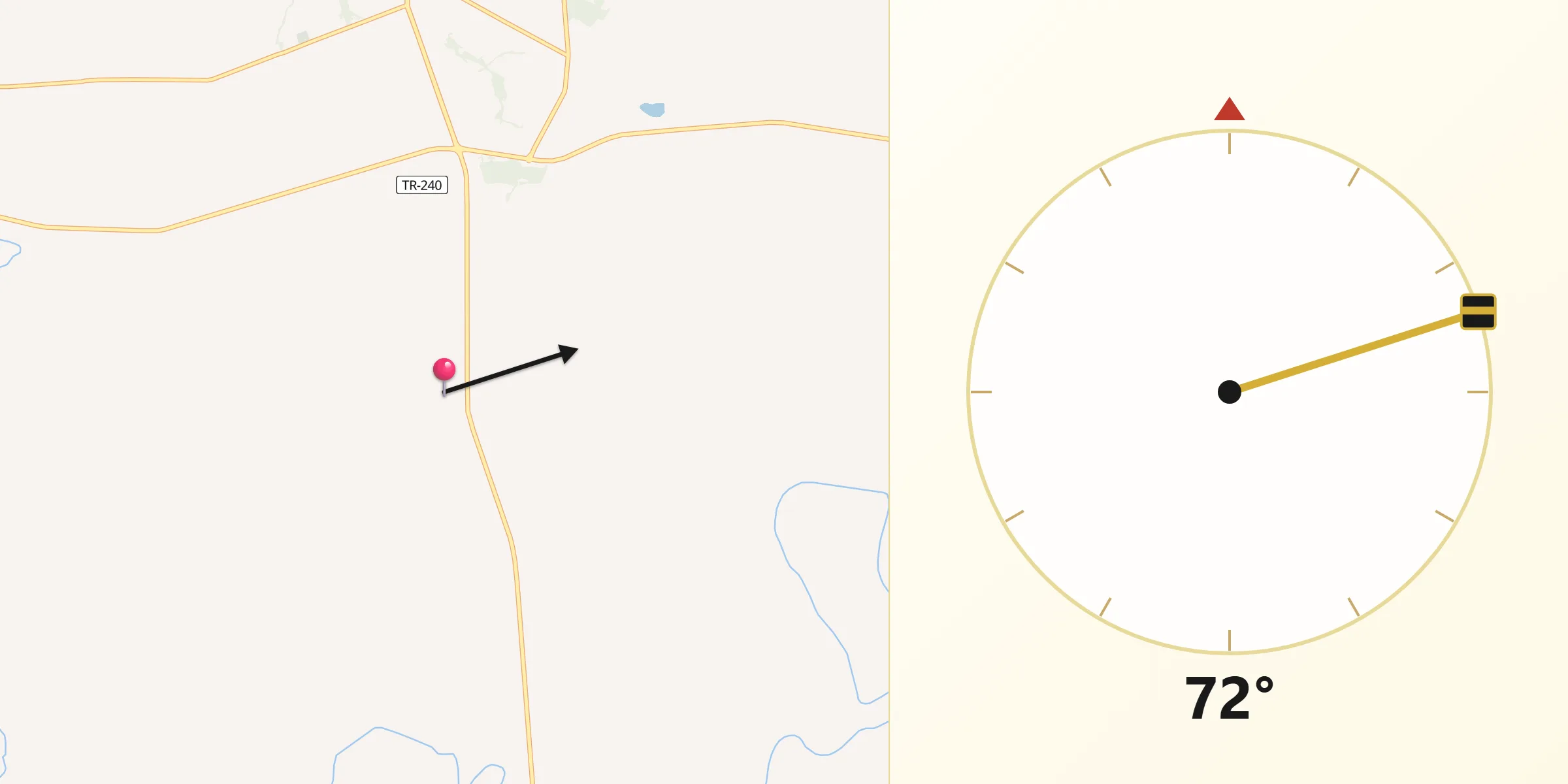 Direção da Qibla a partir de Tapera