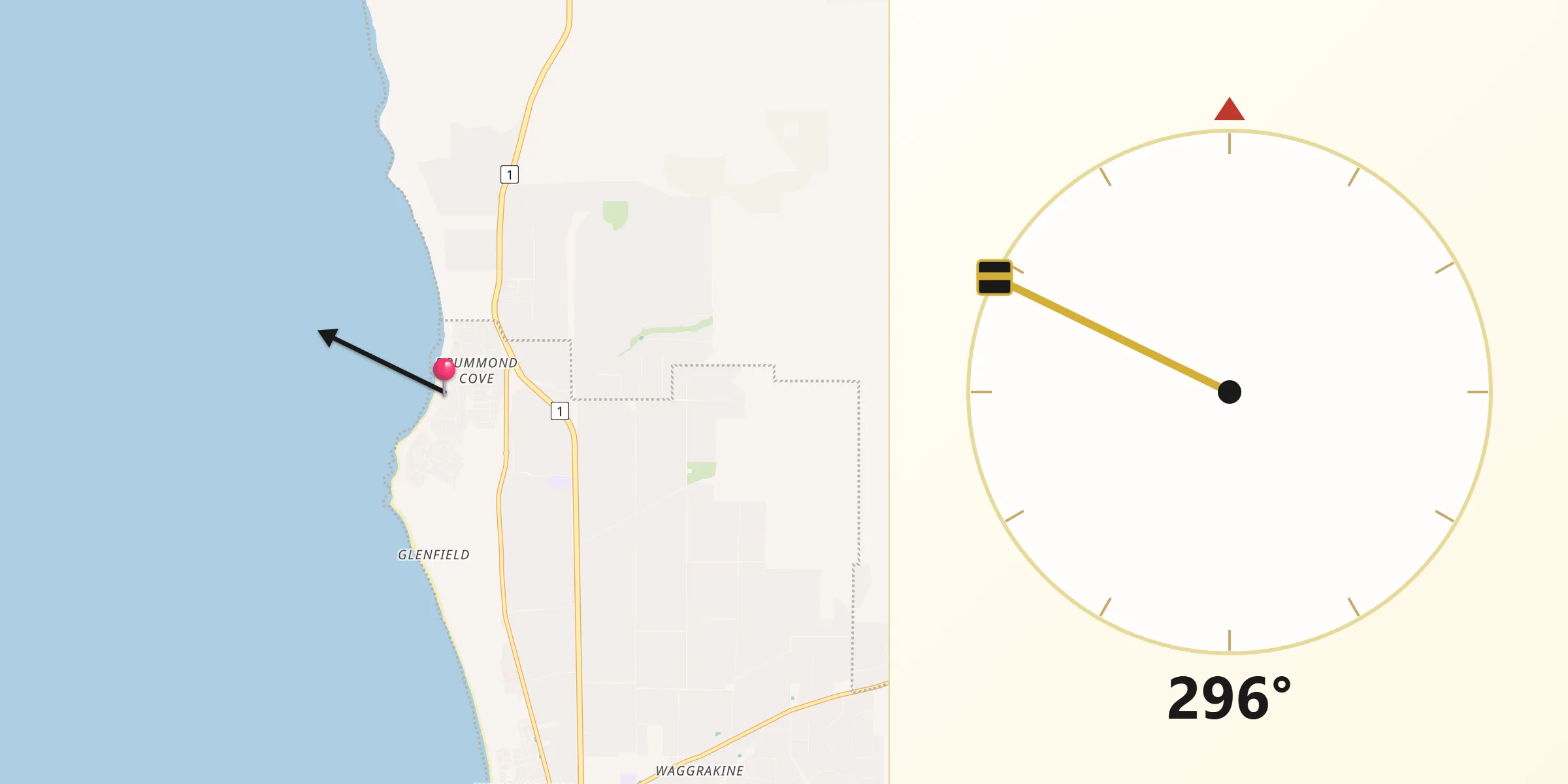 Qibla Direction from Drummond Cove