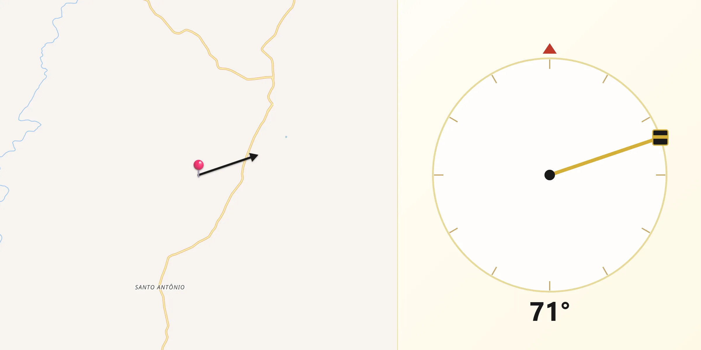 Direção da Qibla a partir de Monte Alegre dos Campos