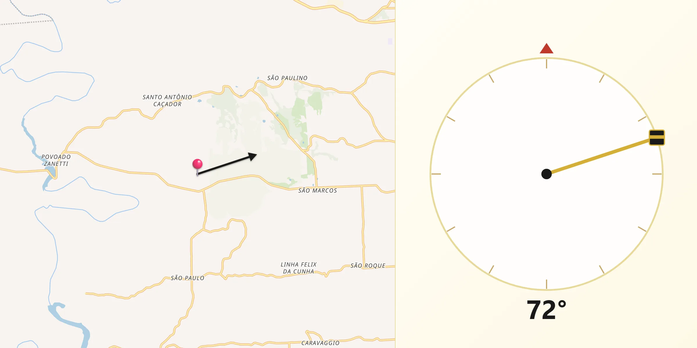 Direção da Qibla a partir de Nova Bassano