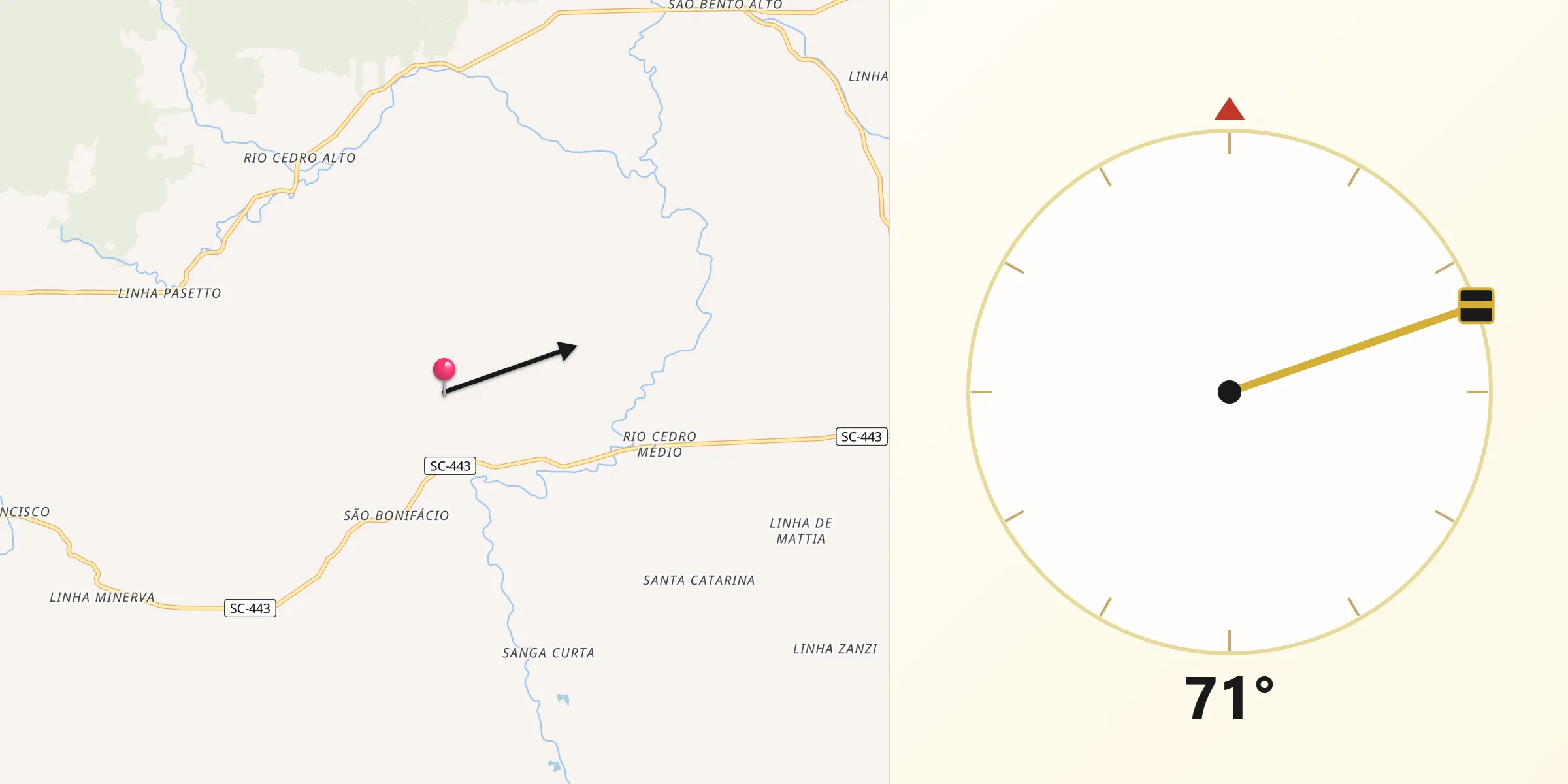 Direção da Qibla a partir de Nova Veneza
