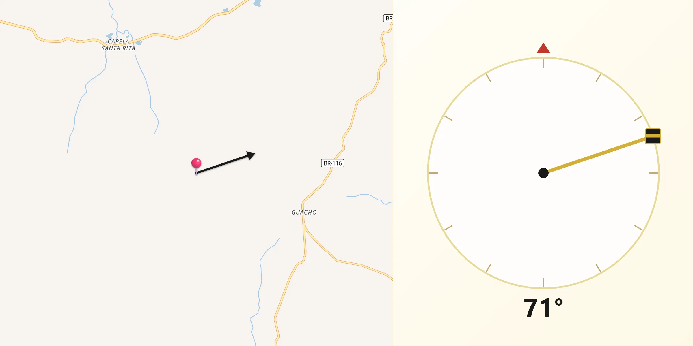 Direção da Qibla a partir de Campestre da Serra