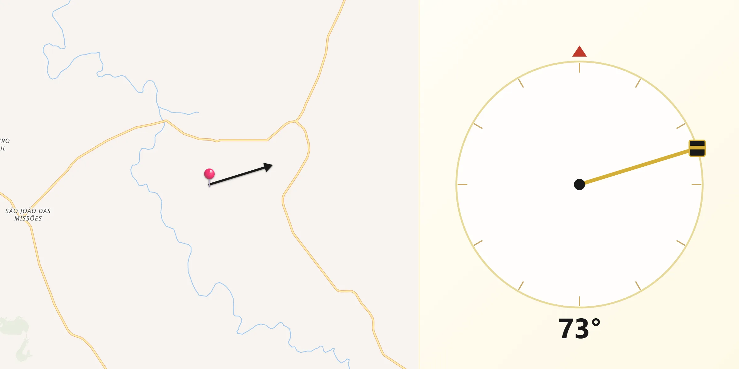 Direção da Qibla a partir de São Miguel das Missões