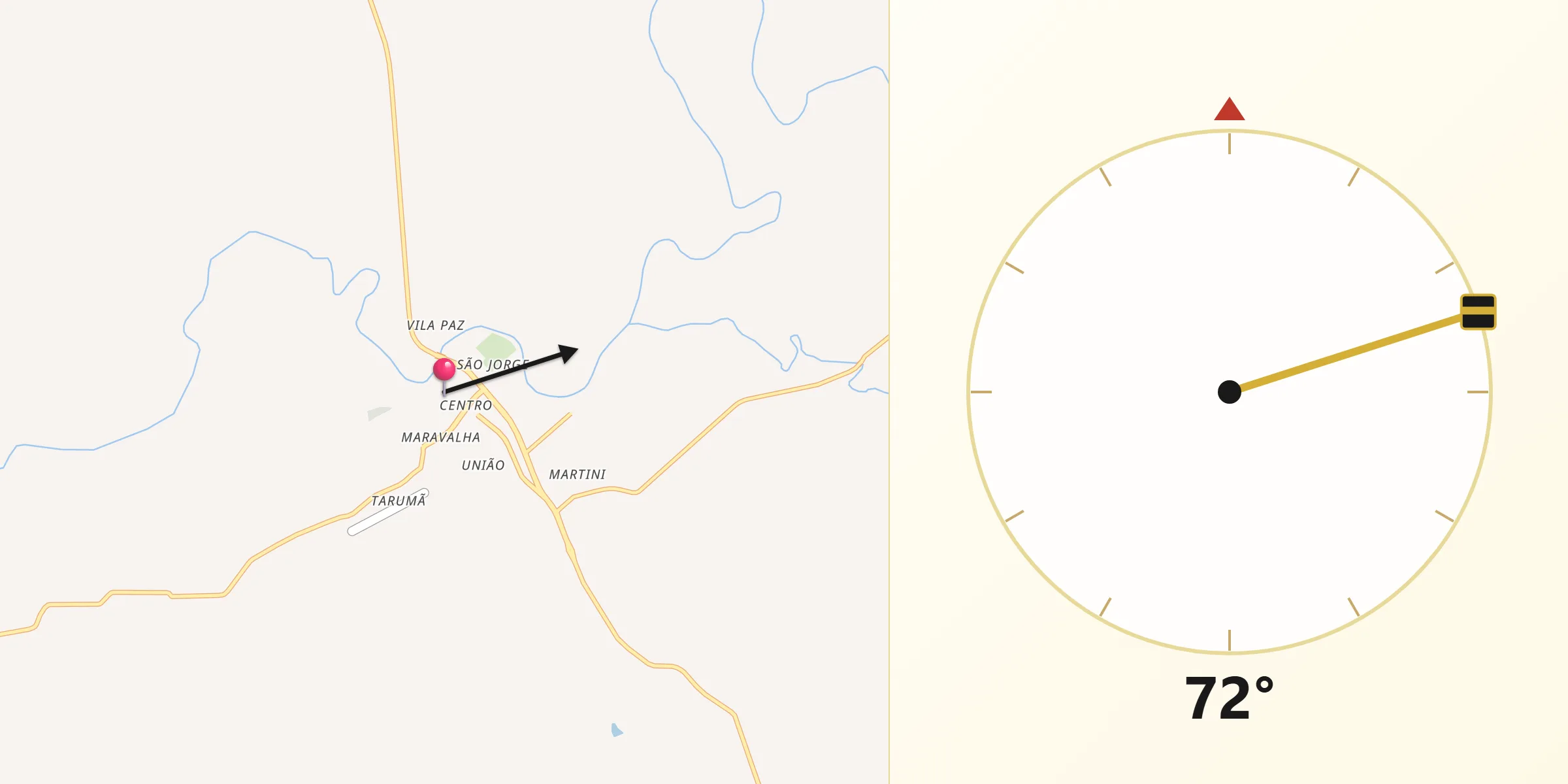 Direção da Qibla a partir de Espumoso