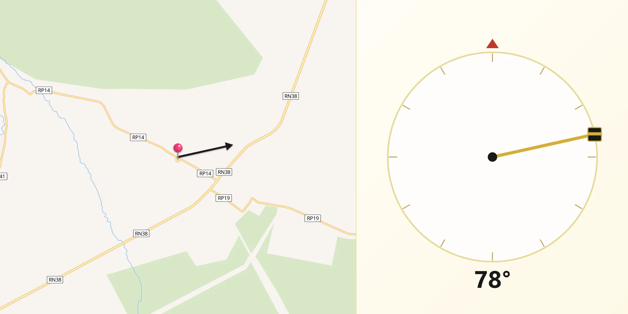 Dirección de la Qibla desde Huillapima