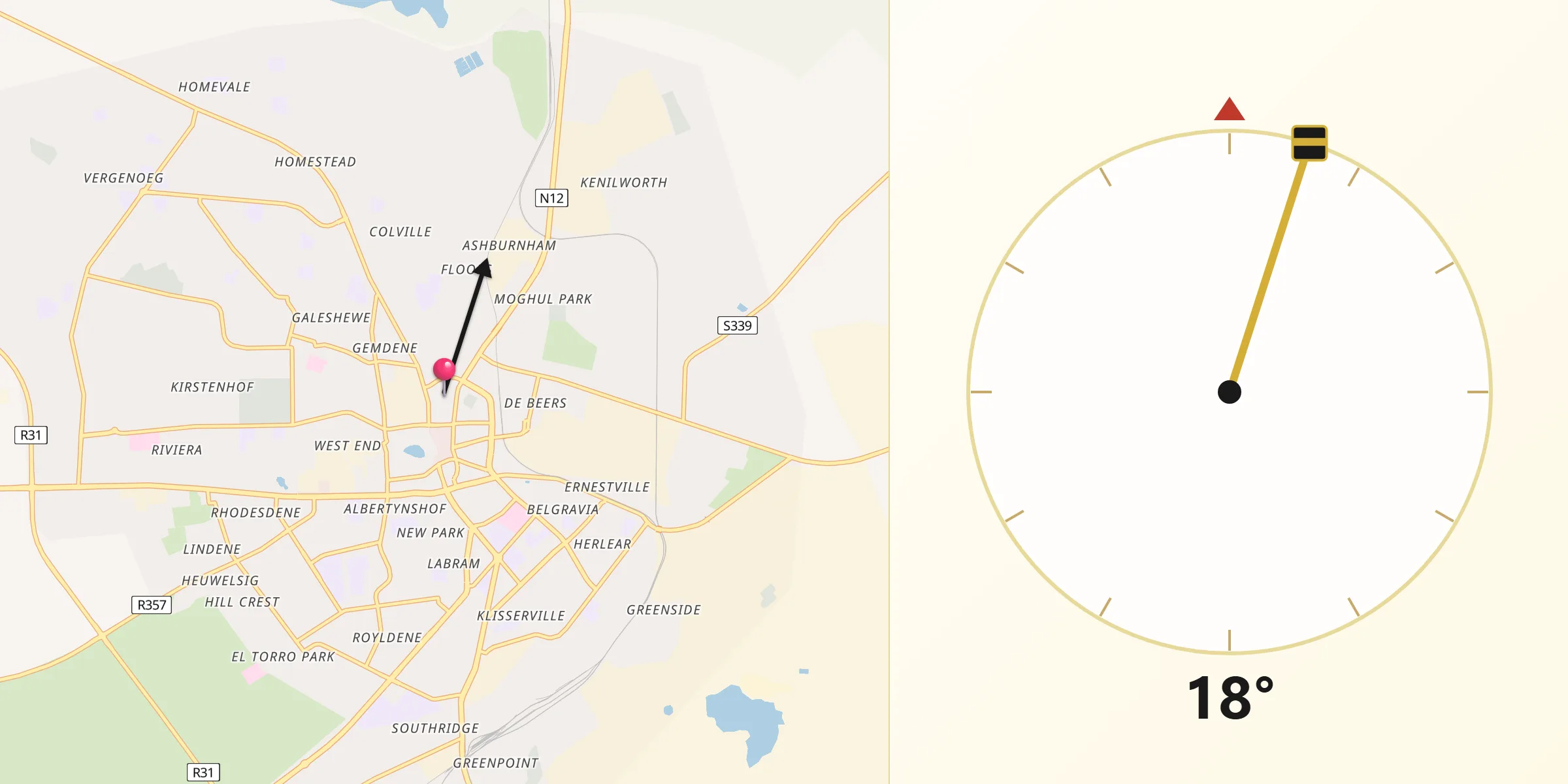 Qibla Direction from Kimberley