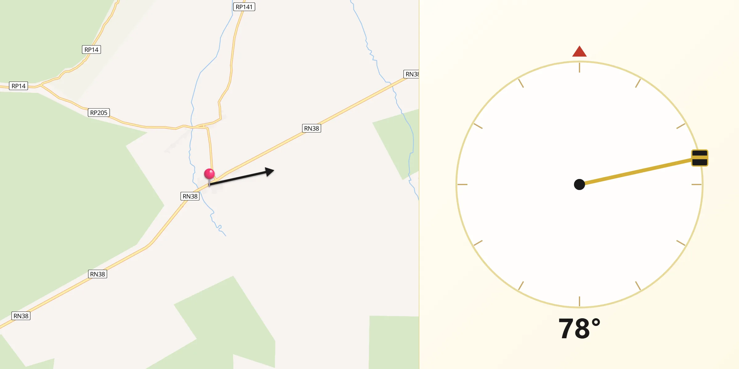 Dirección de la Qibla desde Capayán