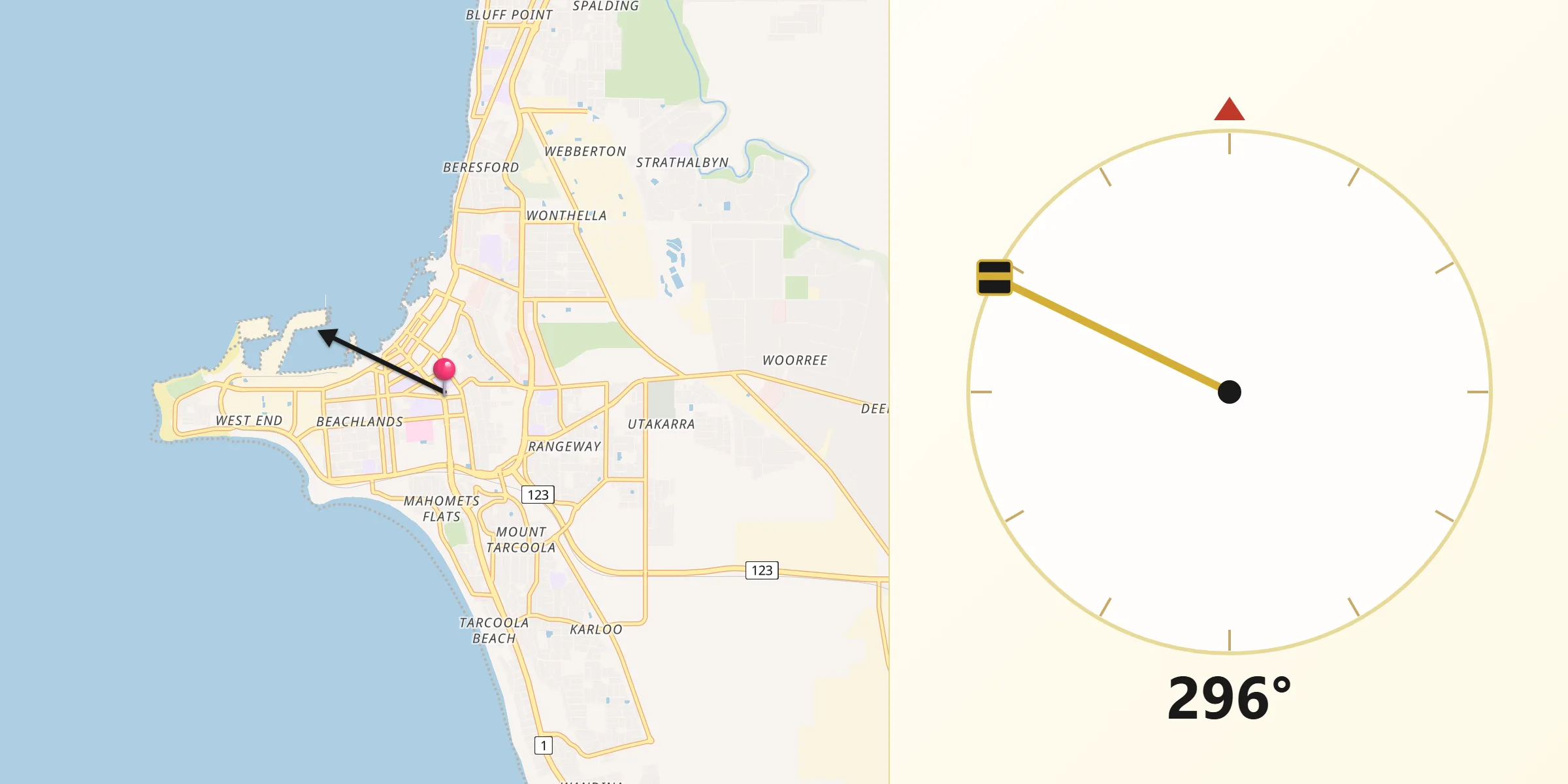 Qibla Direction from Geraldton