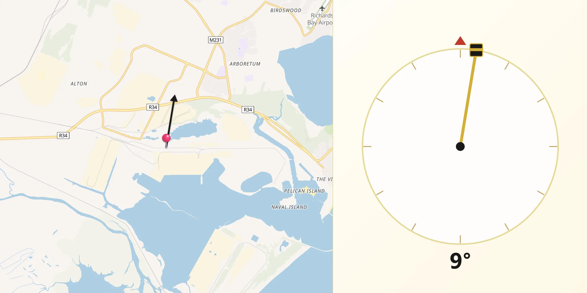 Qibla Direction from Richards Bay