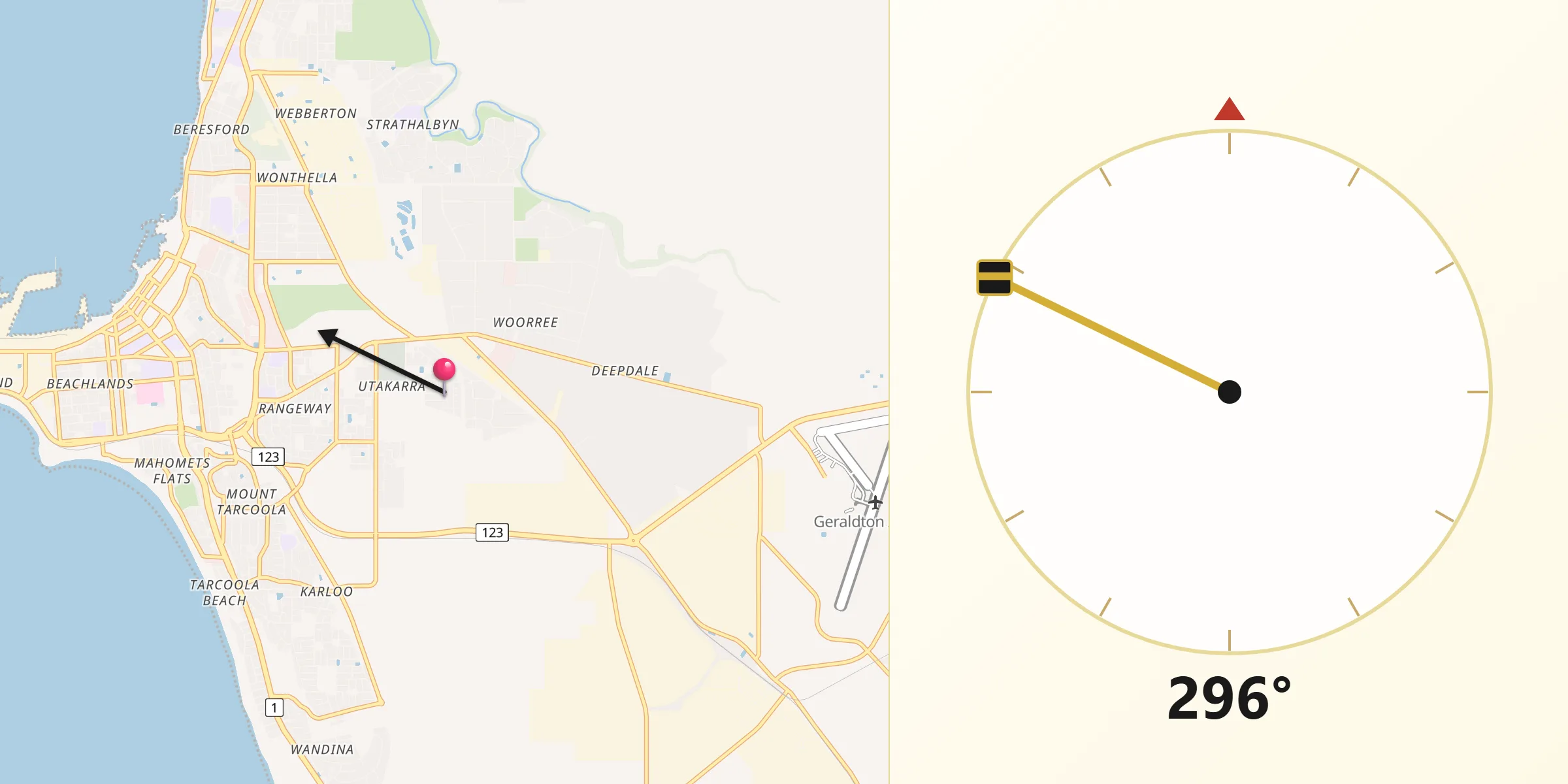 Qibla Direction from Utakarra
