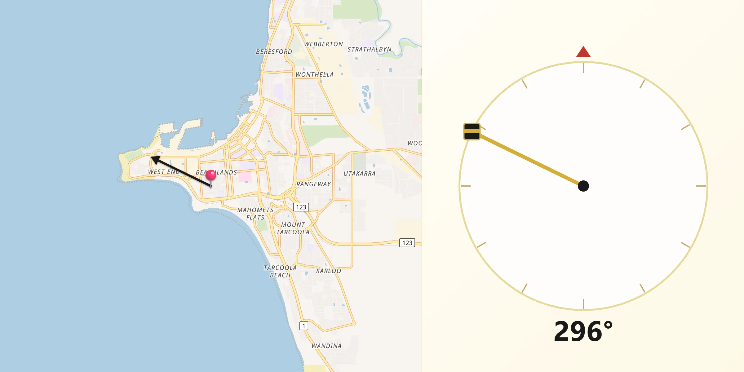 Qibla Direction from Beachlands