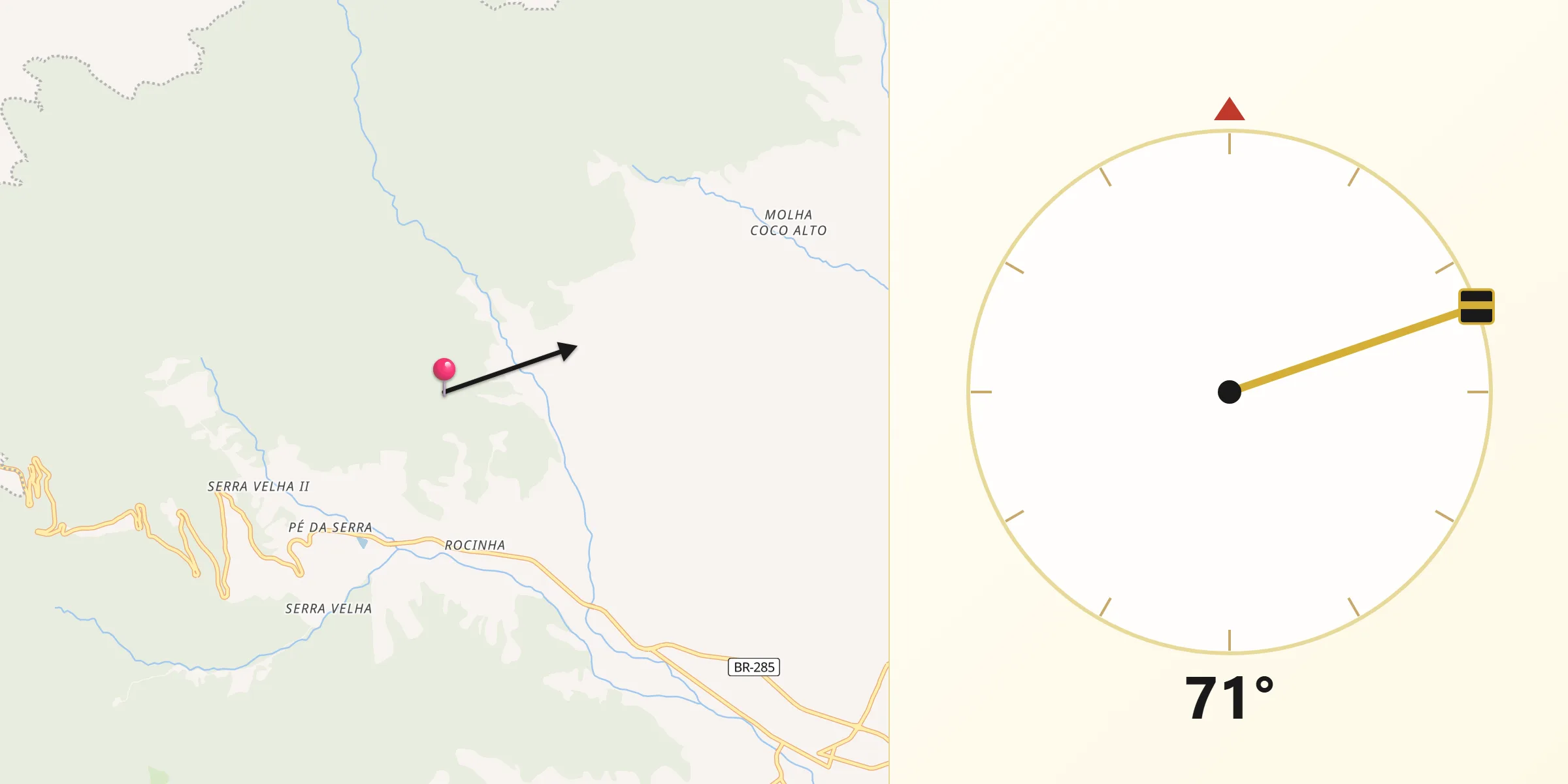 Direção da Qibla a partir de Timbé do Sul
